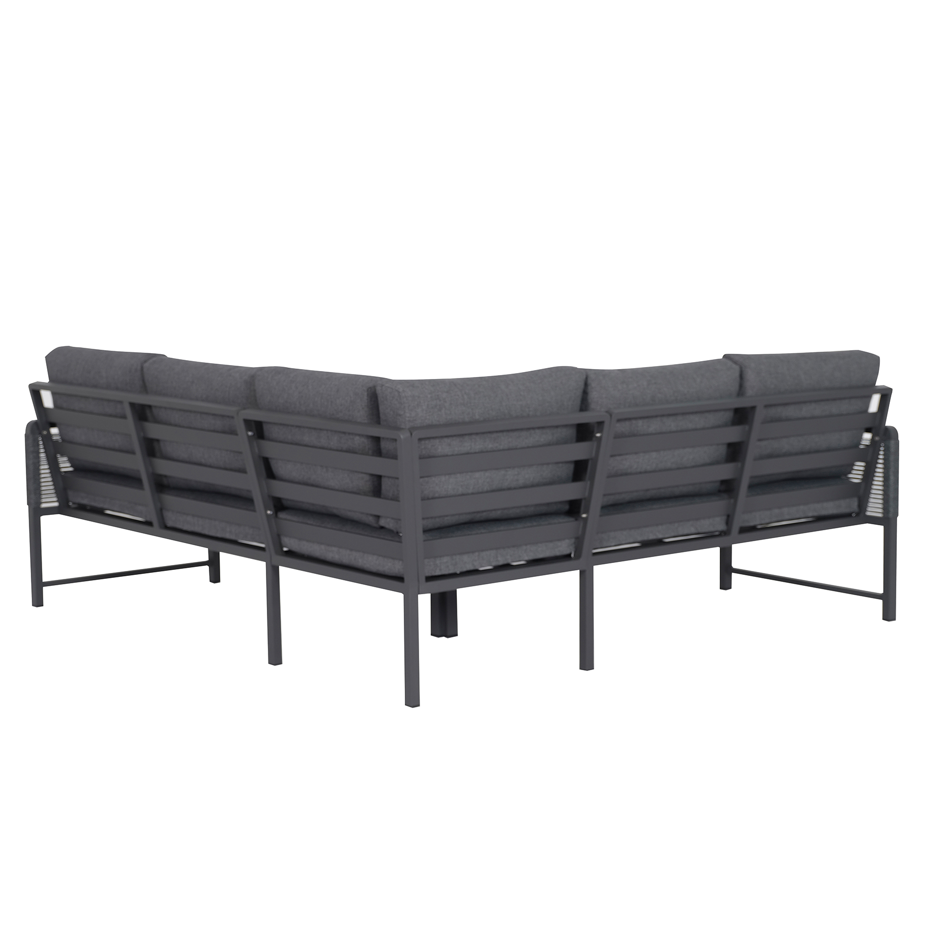 5-teiliges Gartenlounge-Set - grau - mit Lifttisch und Polster