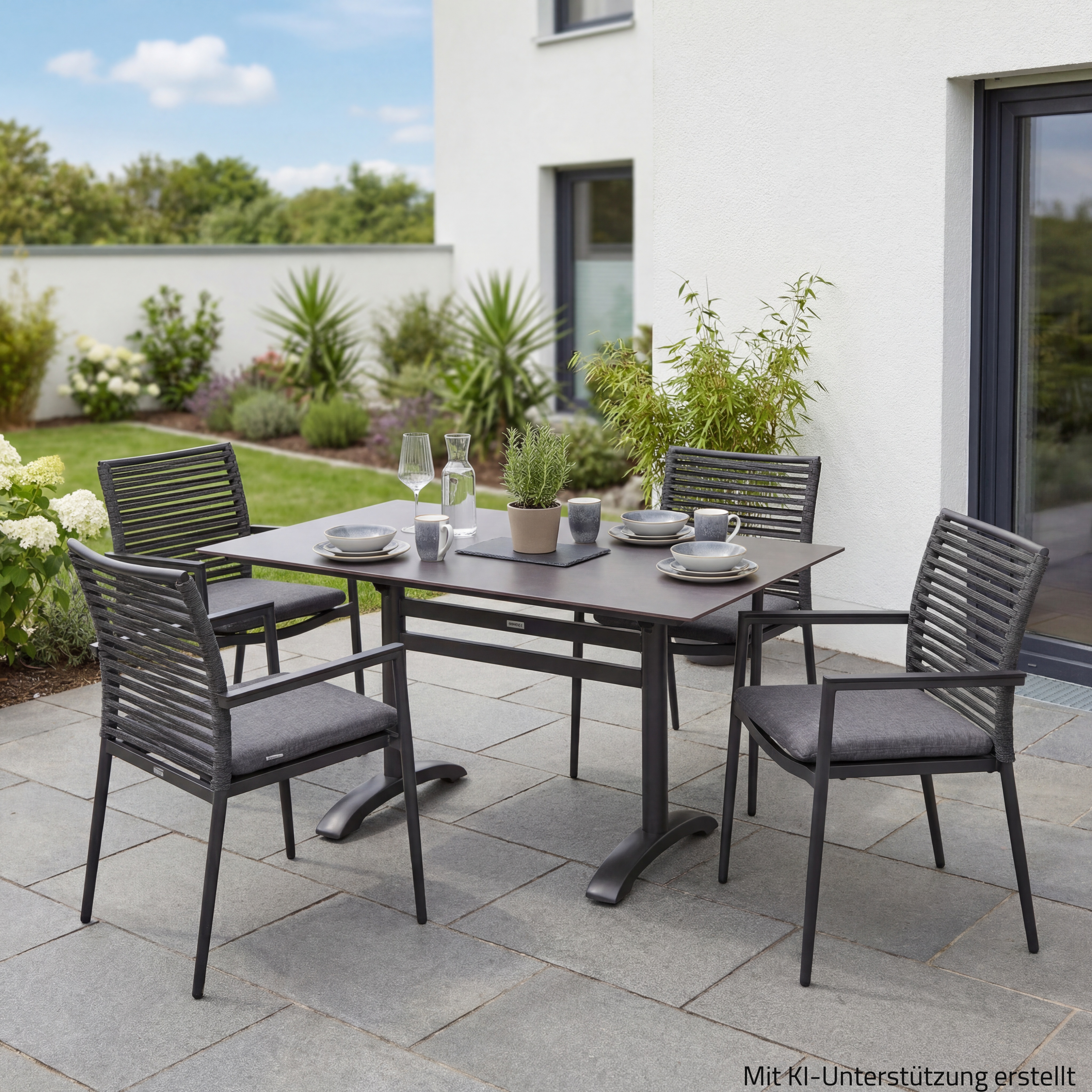 5-teiliges Gartenmöbel-Set - anthrazit - 120x80 cm