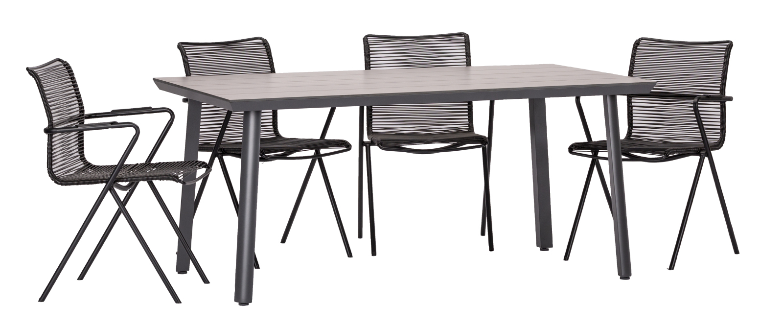 5-teiliges Gartenmöbel-Set - anthrazit - 160x92 cm