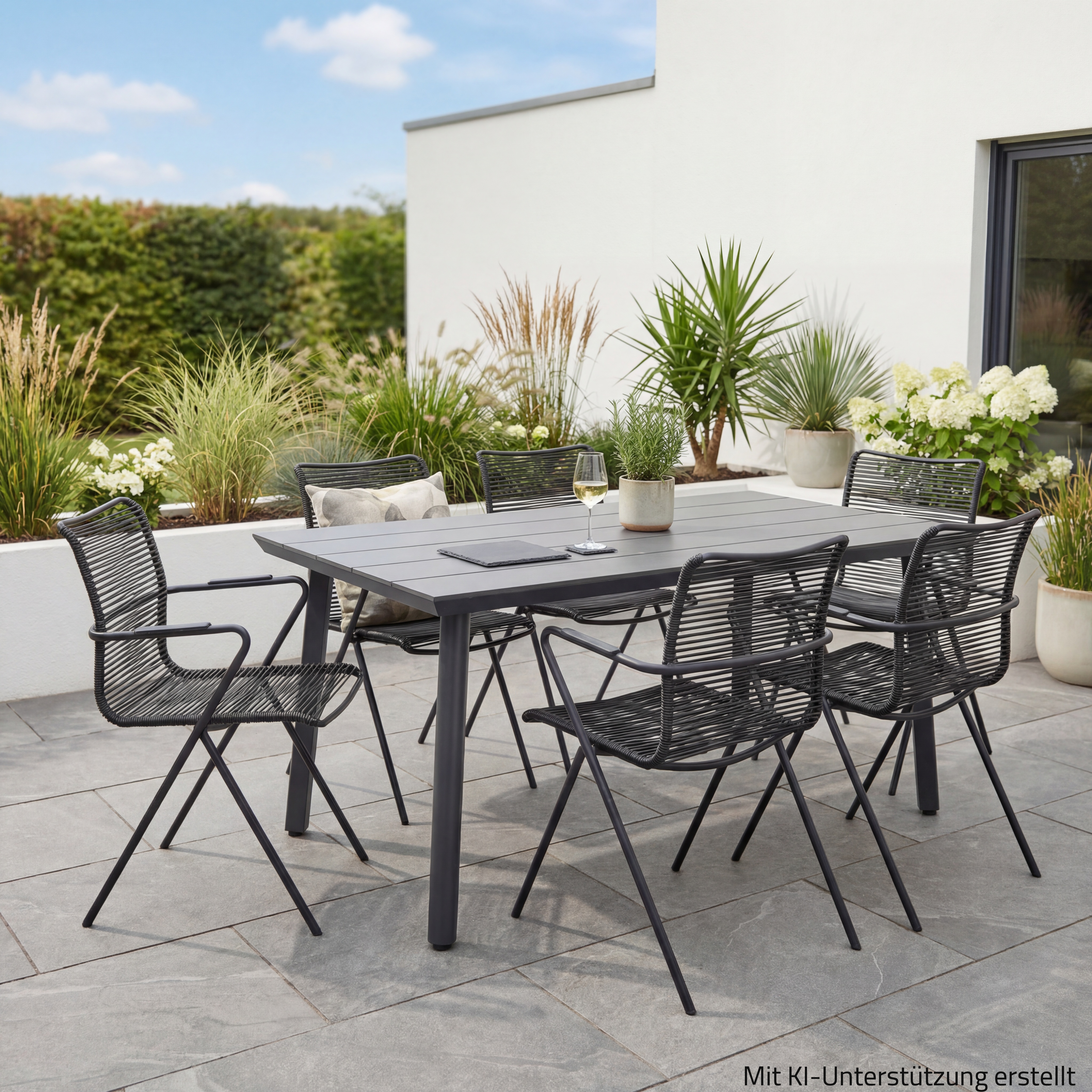 5-teiliges Gartenmöbel-Set - anthrazit - 160x92 cm