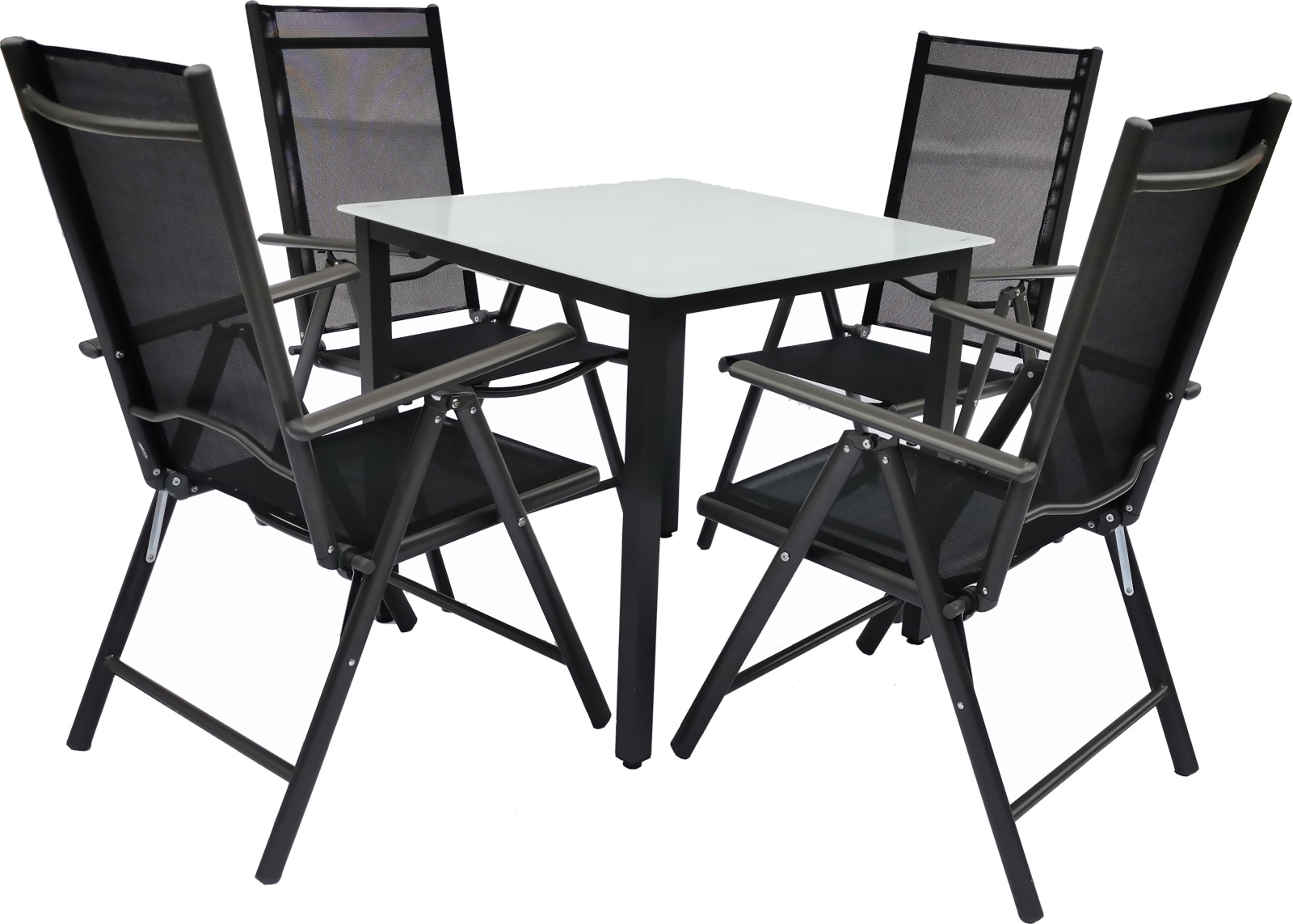 5-teiliges Gartenmöbel-Set - anthrazit - Mattglas-Tisch - 80 cm