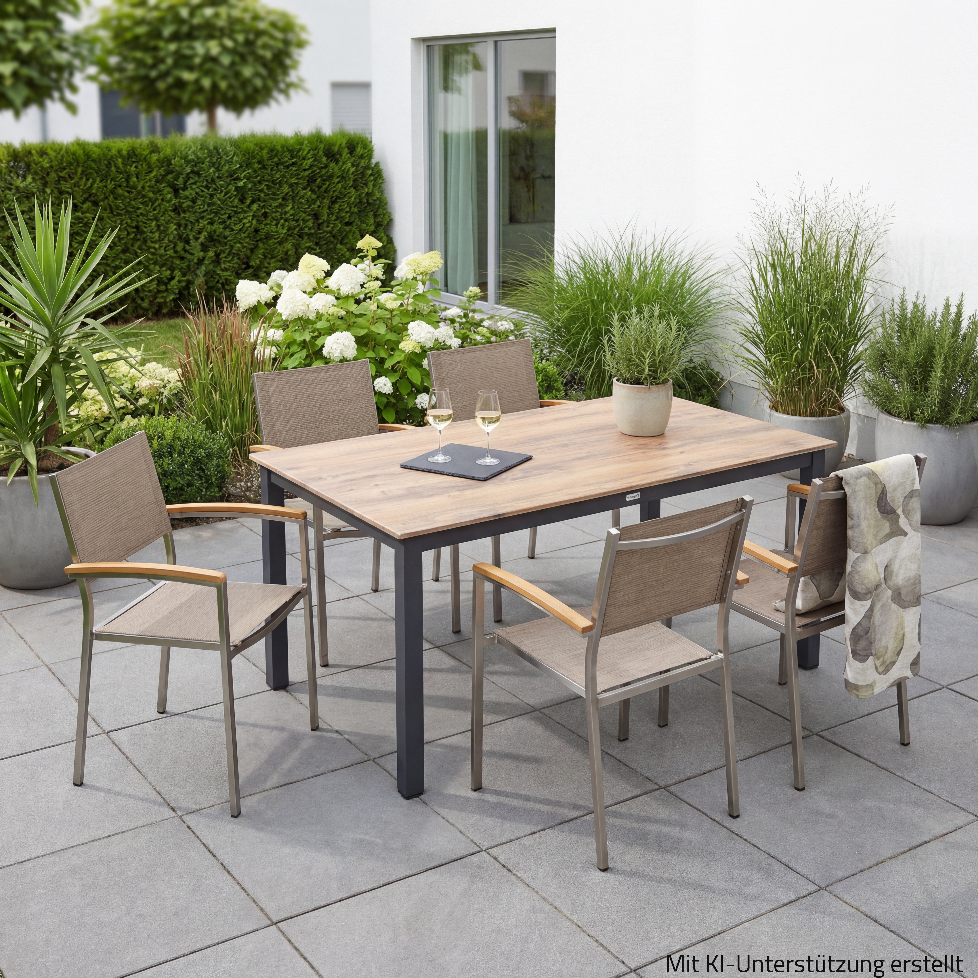 5-teiliges Gartenmöbel-Set - anthrazit-sand - 160x90 cm