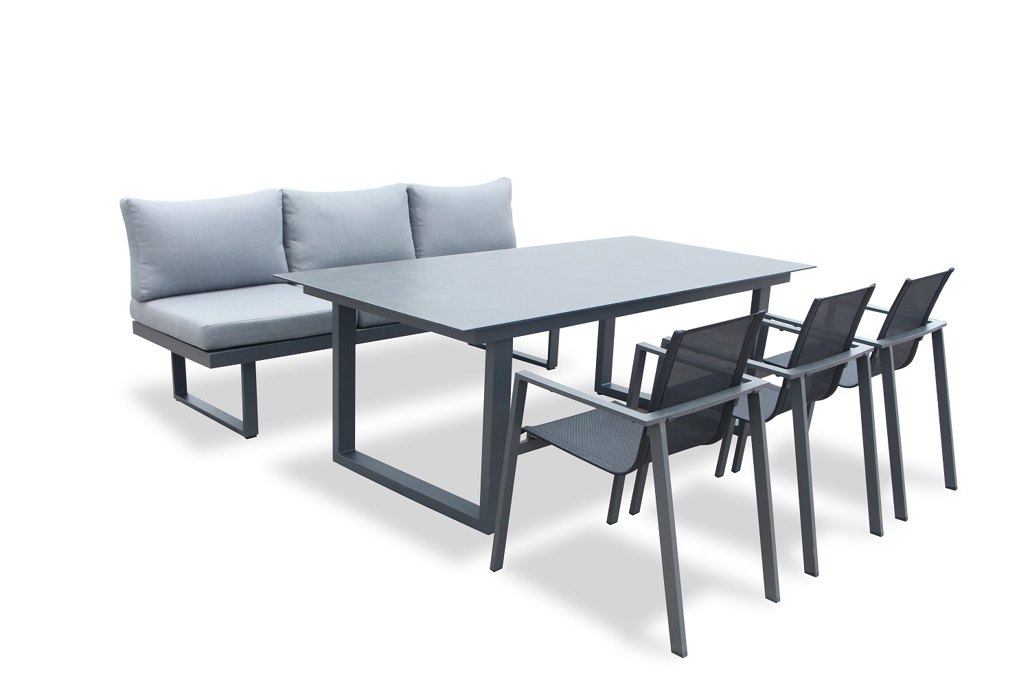 5-teiliges Gartenmöbel-Set - anthrazit-silbergrau - Tisch 200x100 cm 