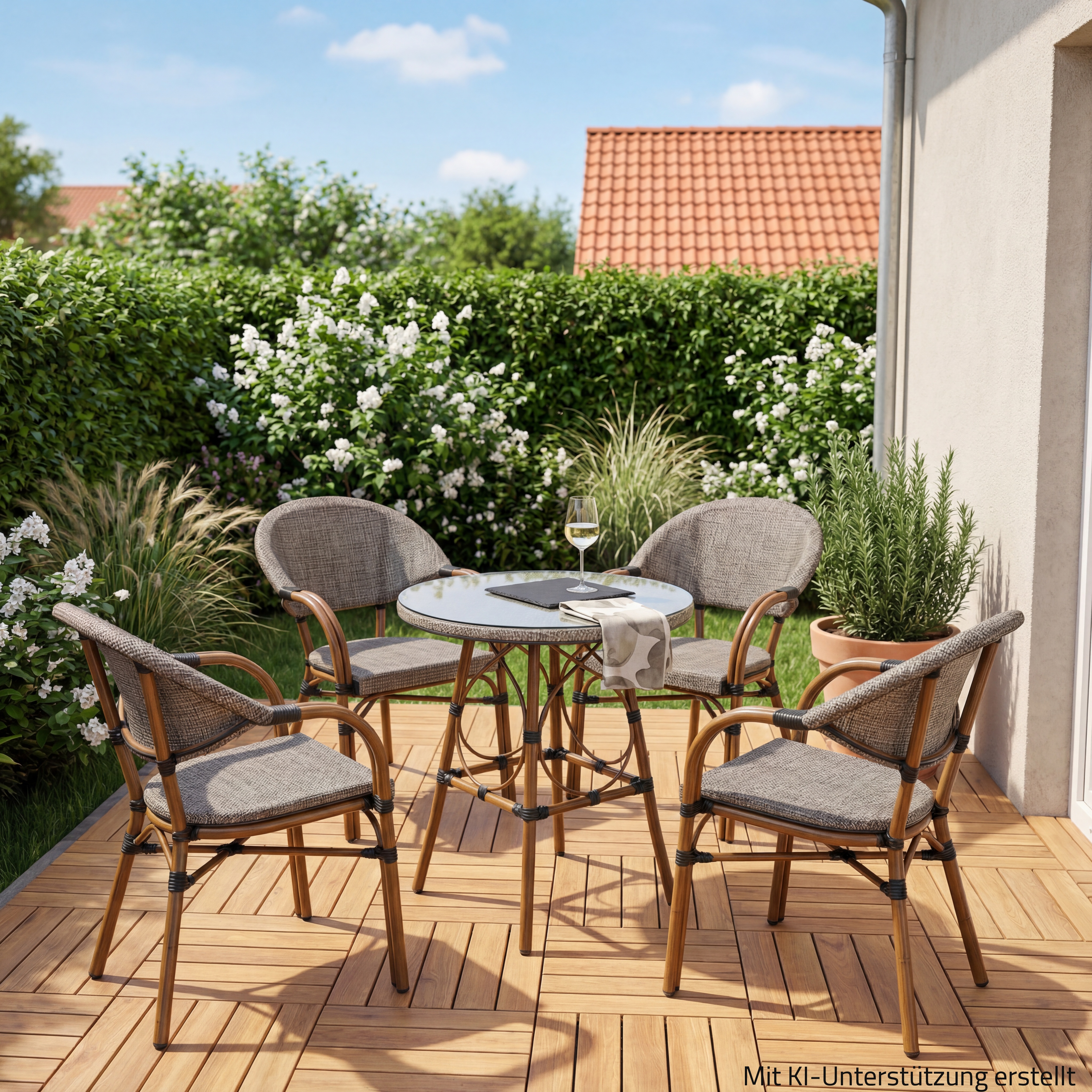 5-teiliges Gartenmöbel-Set - bambus-sand - 70x74 cm