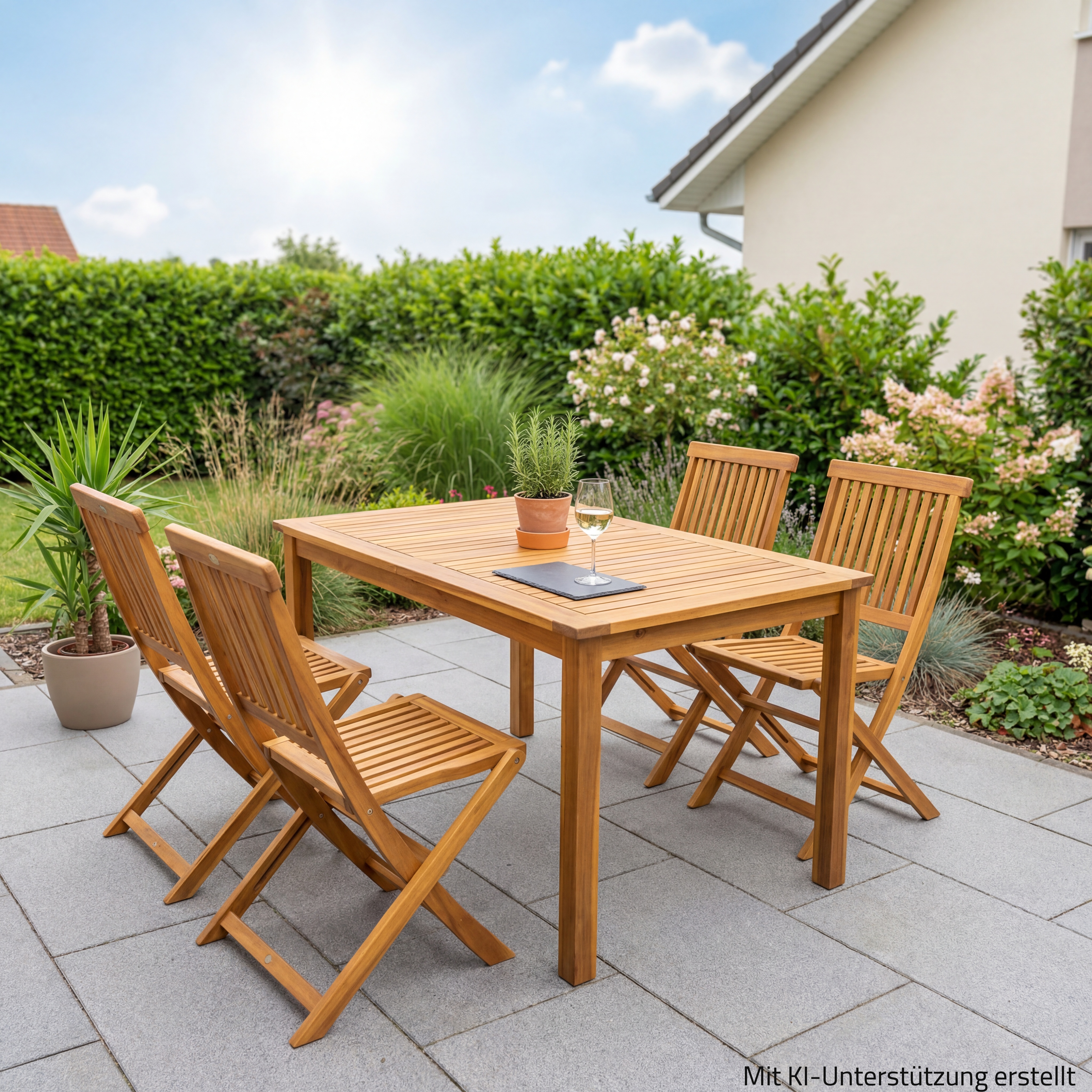 5-teiliges Gartenmöbel-Set FALUN - natur - Akazie massiv