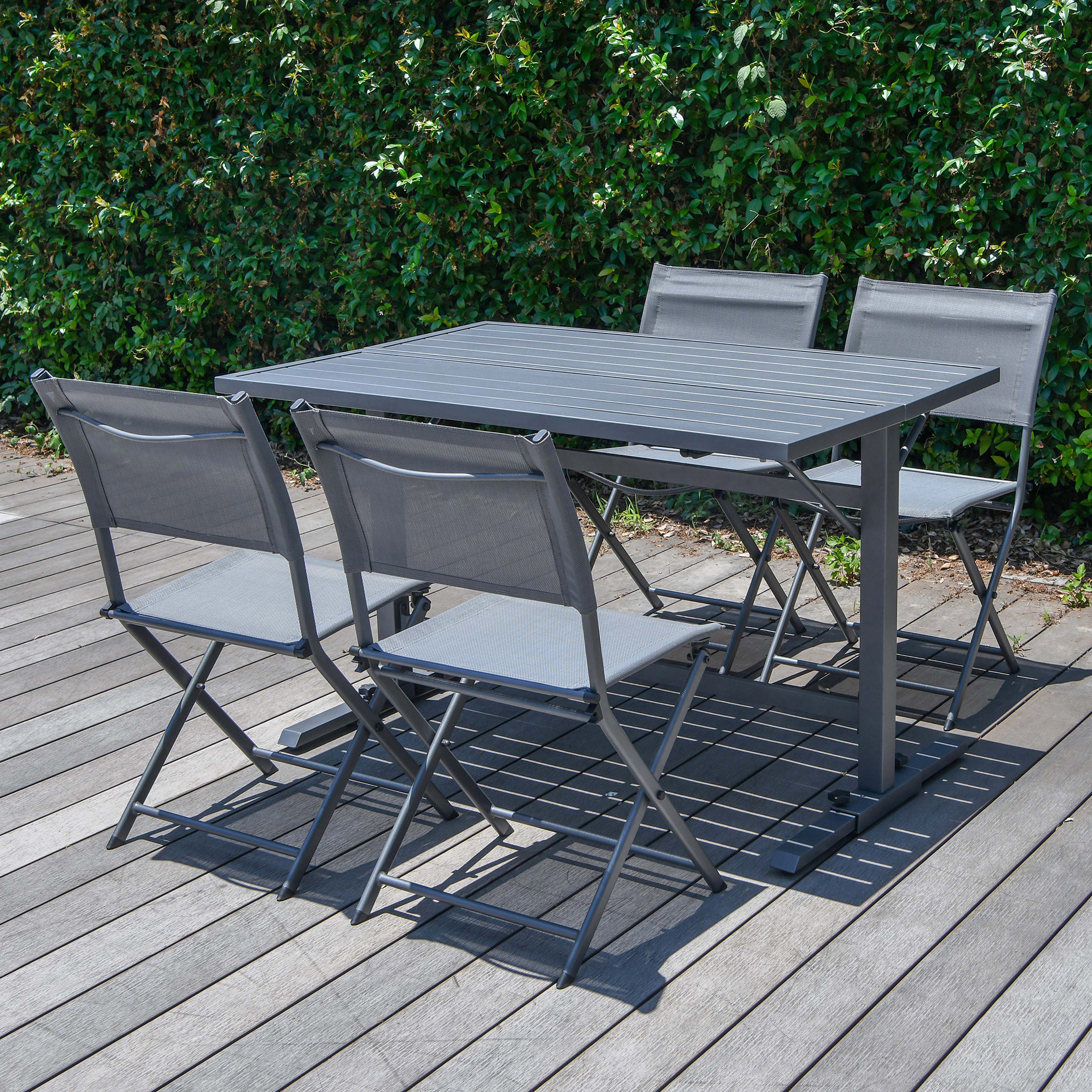 5-teiliges Gartenmöbel-Set - grau - klappbar
