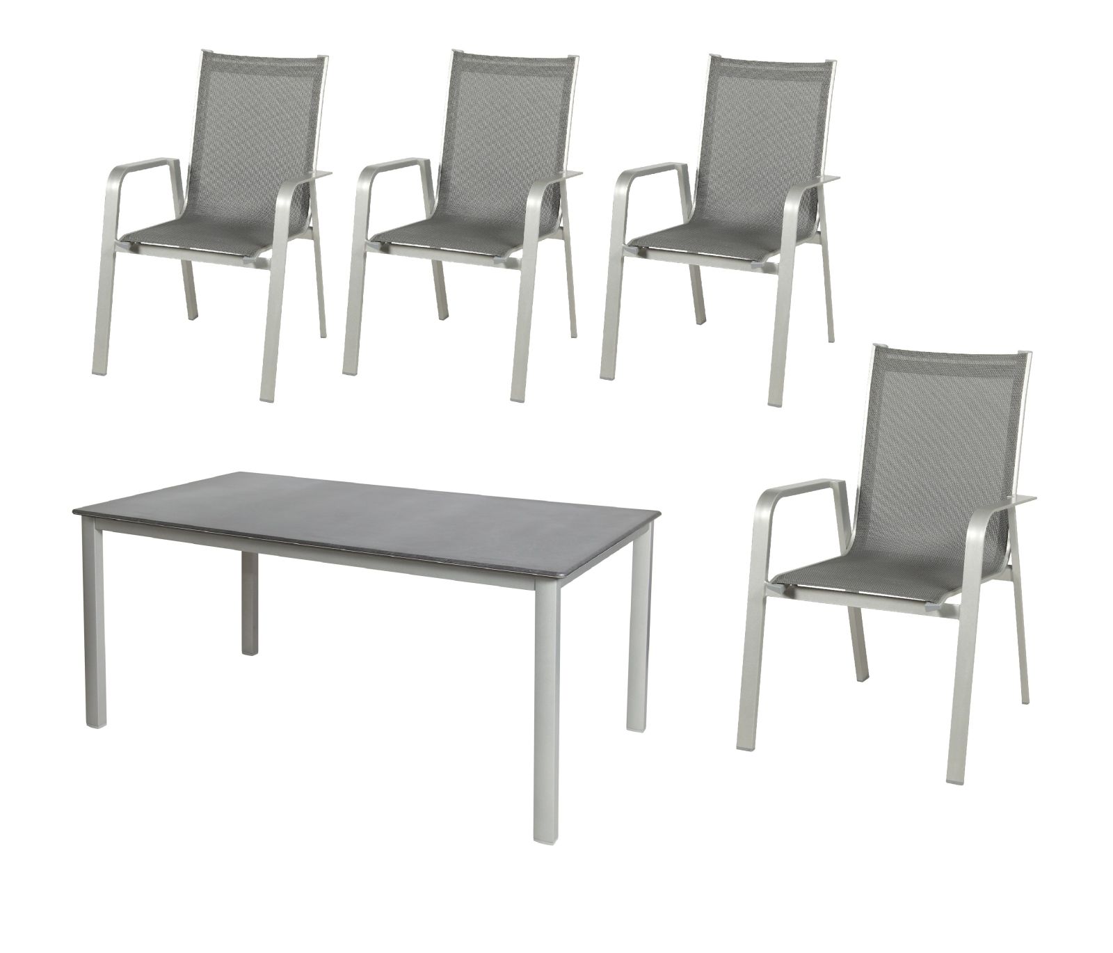 5-teiliges Gartenmöbel-Set - platin-grau-schiefer