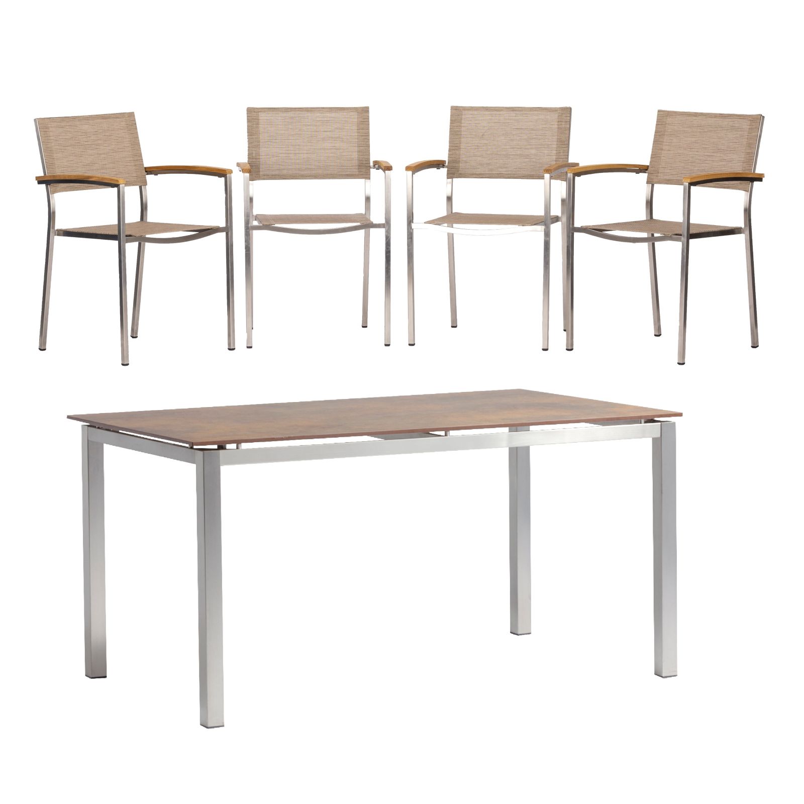5-teiliges Gartenmöbel-Set - silber-sand - 150x90 cm