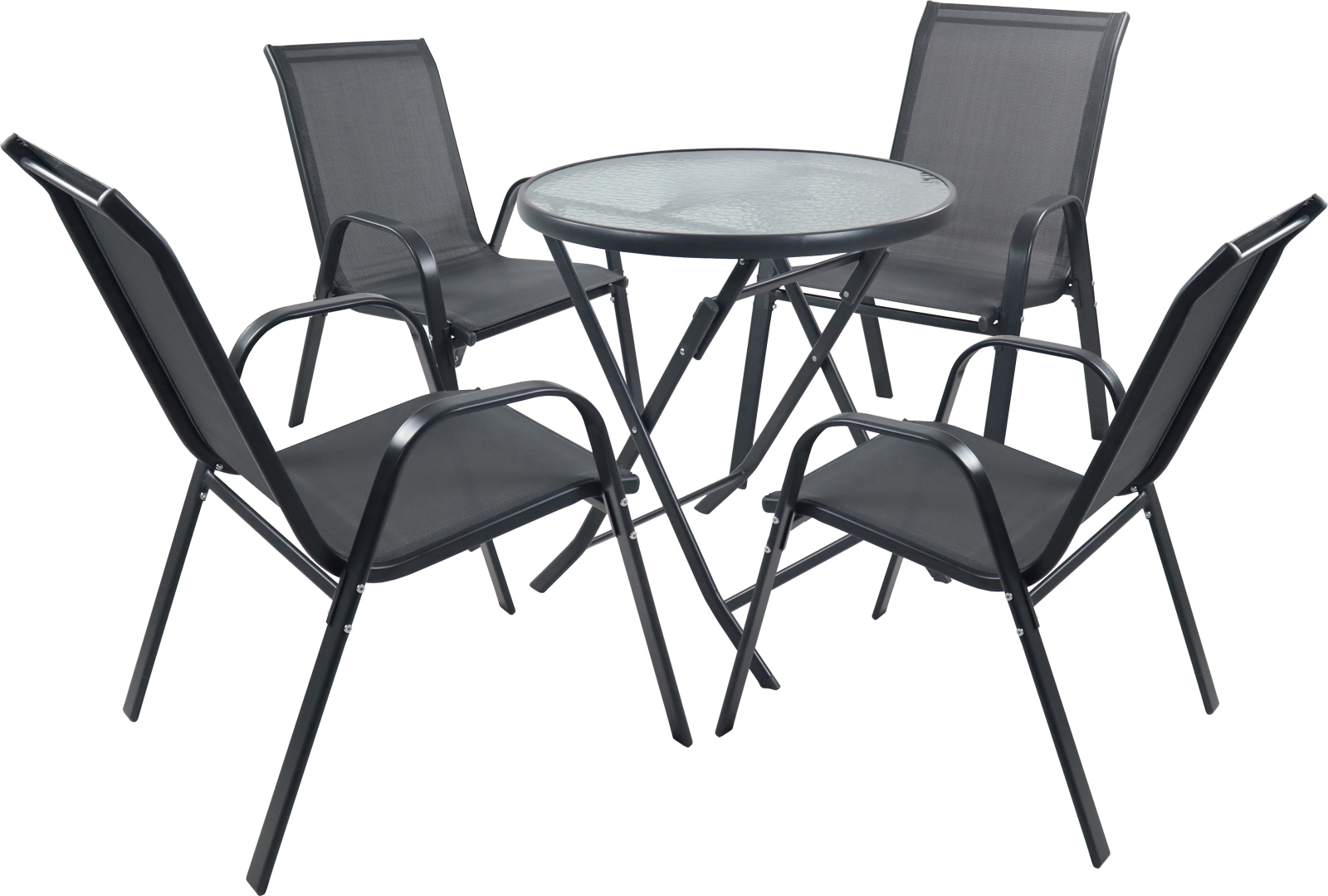 5-teiliges Gartenmöbel-Set SONLAS XL - anthrazit - Stühle stapelbar