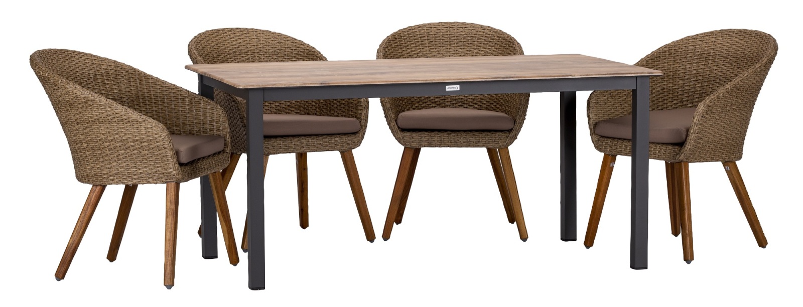 5-teiliges Gartenmöbel-Set - teak-anthrazit - Akazie massiv - 160x90 cm
