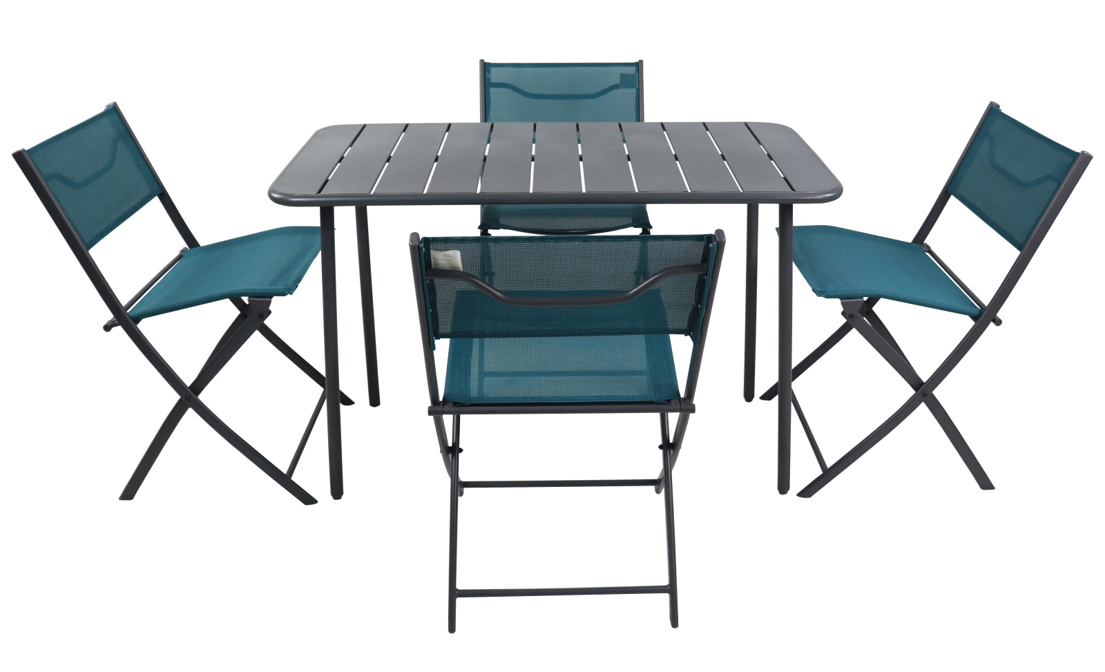 5-teiliges Gartenmöbel-Set - türkis-anthrazit - 110 cm