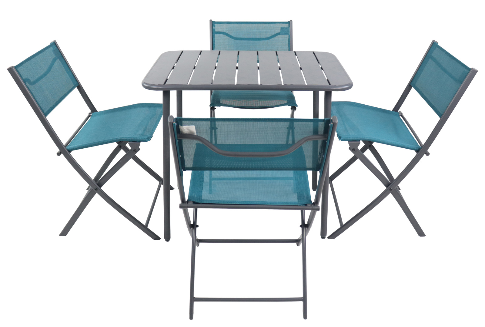 5-teiliges Gartenmöbel-Set - türkis-anthrazit - 80 cm