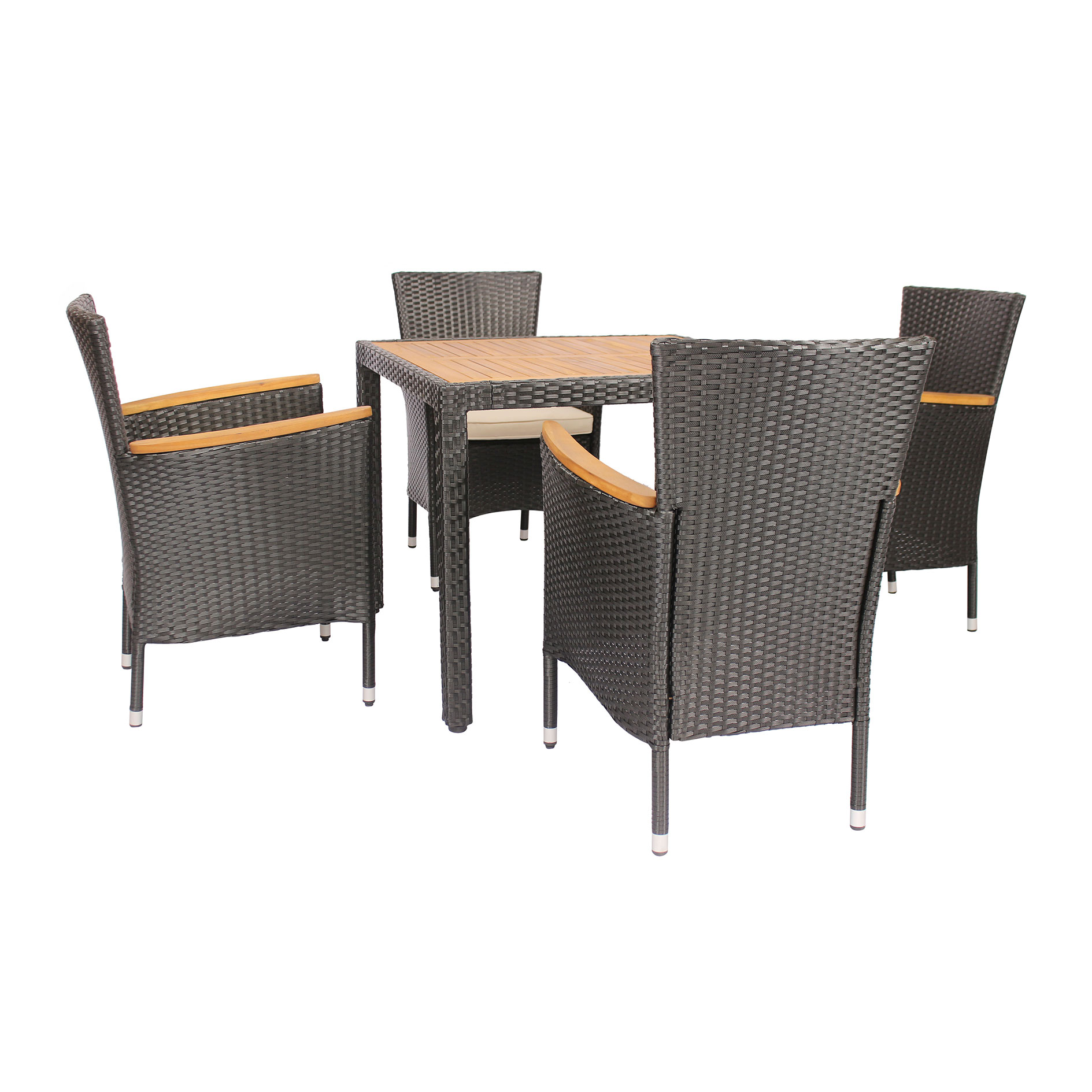 5-teiliges Gartenset - schwarz-natur - Polyrattan