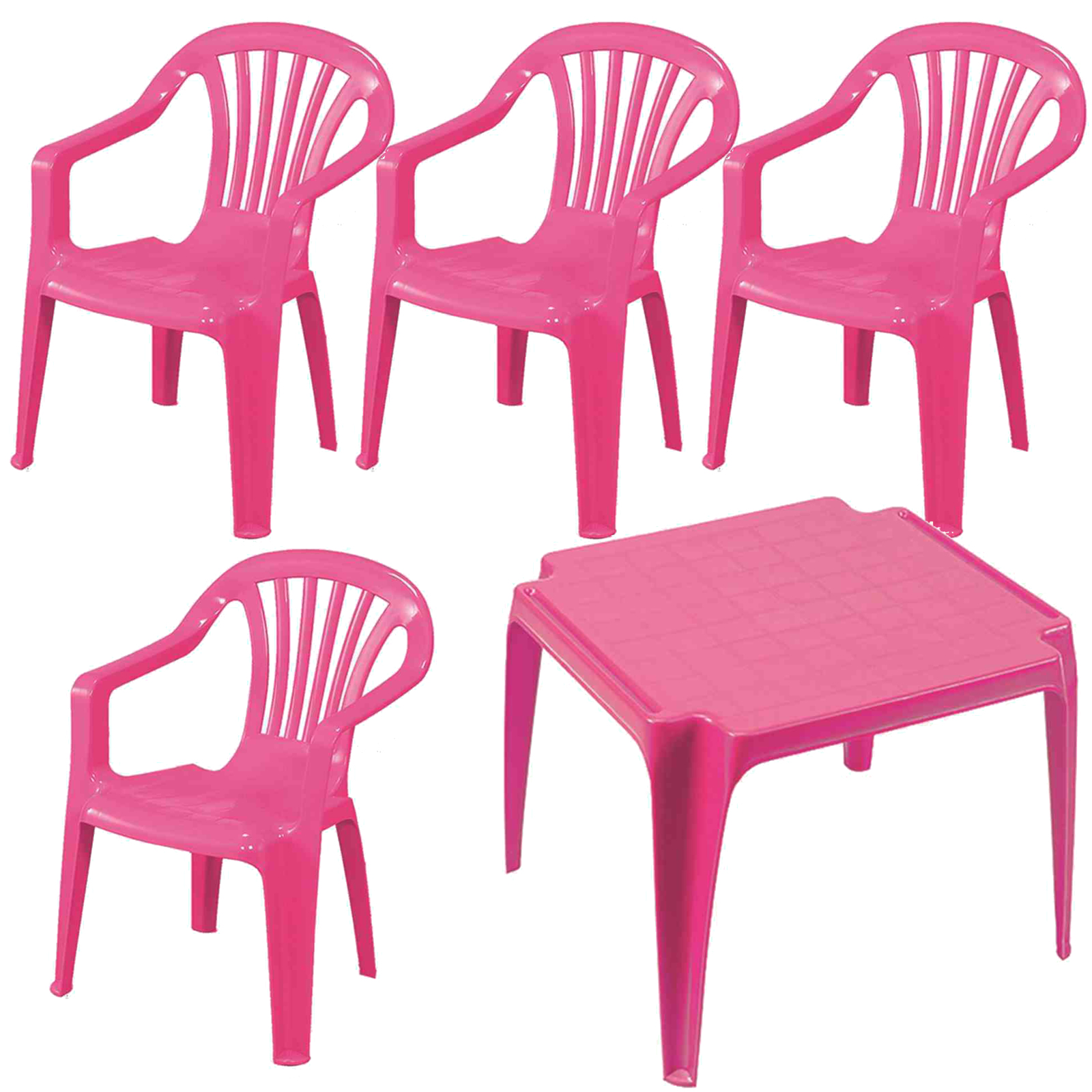 5-teiliges Kindermonoblock-Set - pink - stapelbar