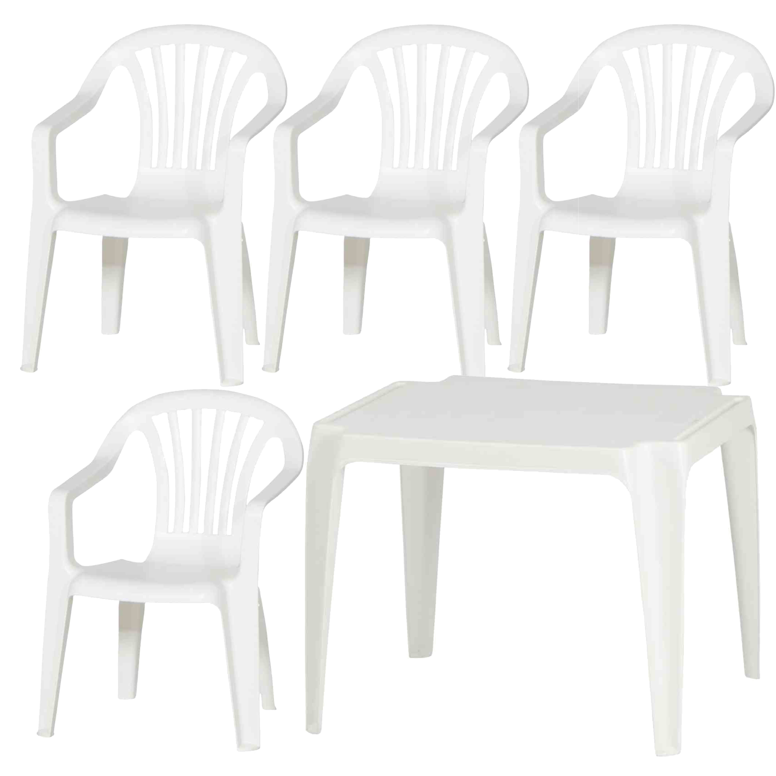 5-teiliges Kindermonoblock-Set - weiß - stapelbar