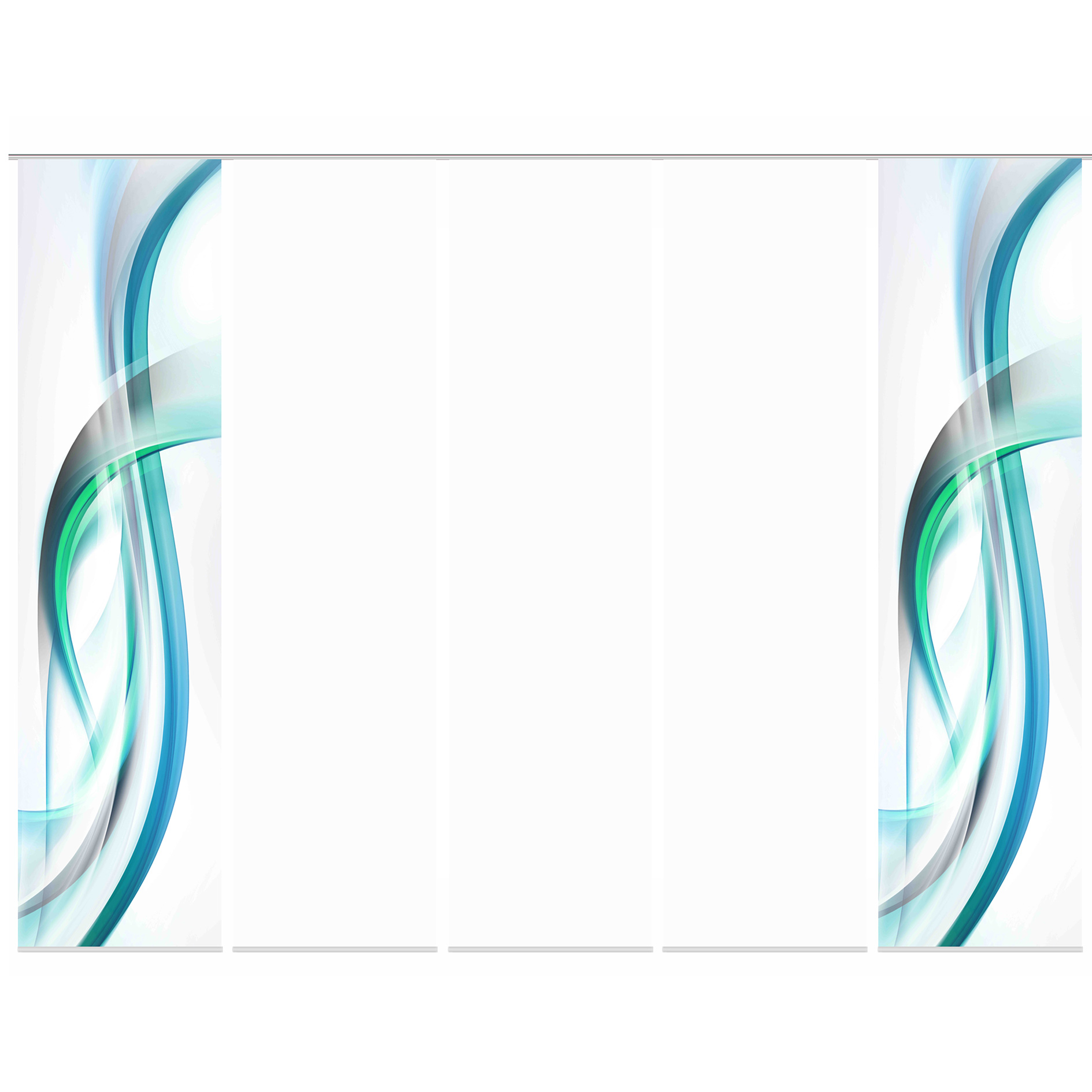 5-teiliges Schiebevorhang-Set FALA - blaugrün - je 60x245 cm