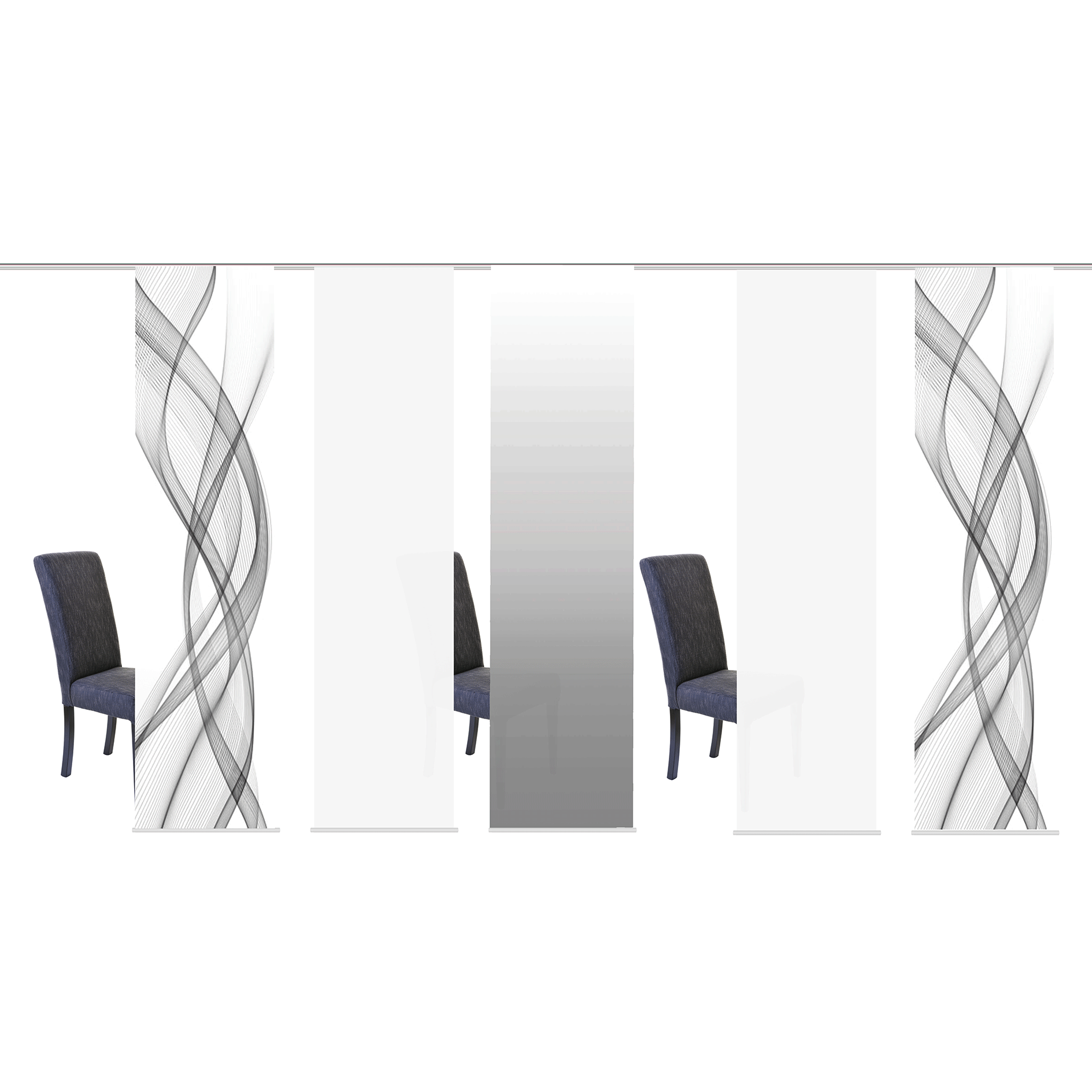 5-teiliges Schiebevorhang-Set FERROL - grau - je 60x245 cm