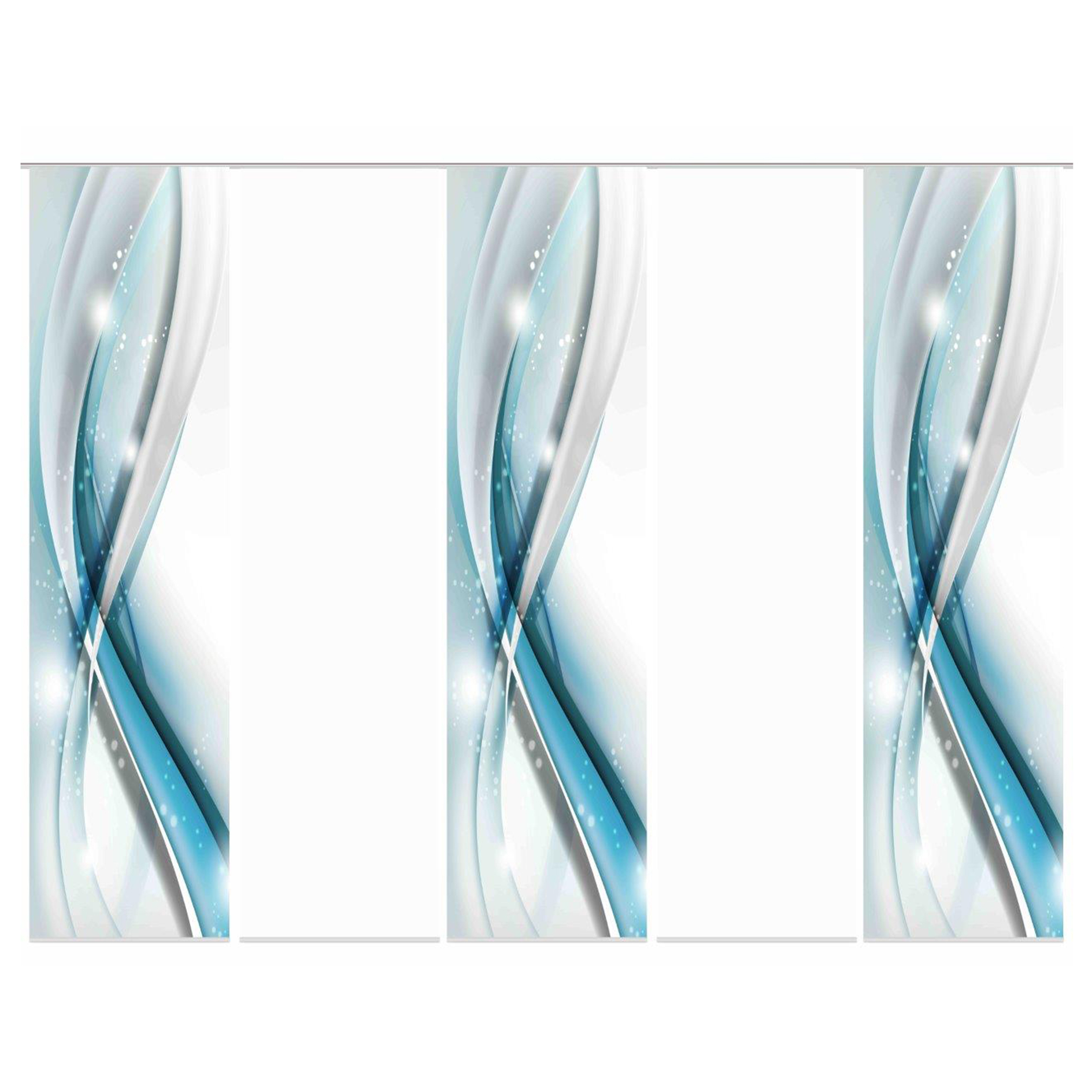 5-teiliges Schiebevorhang-Set GLIWE - aqua - je 60x245 cm