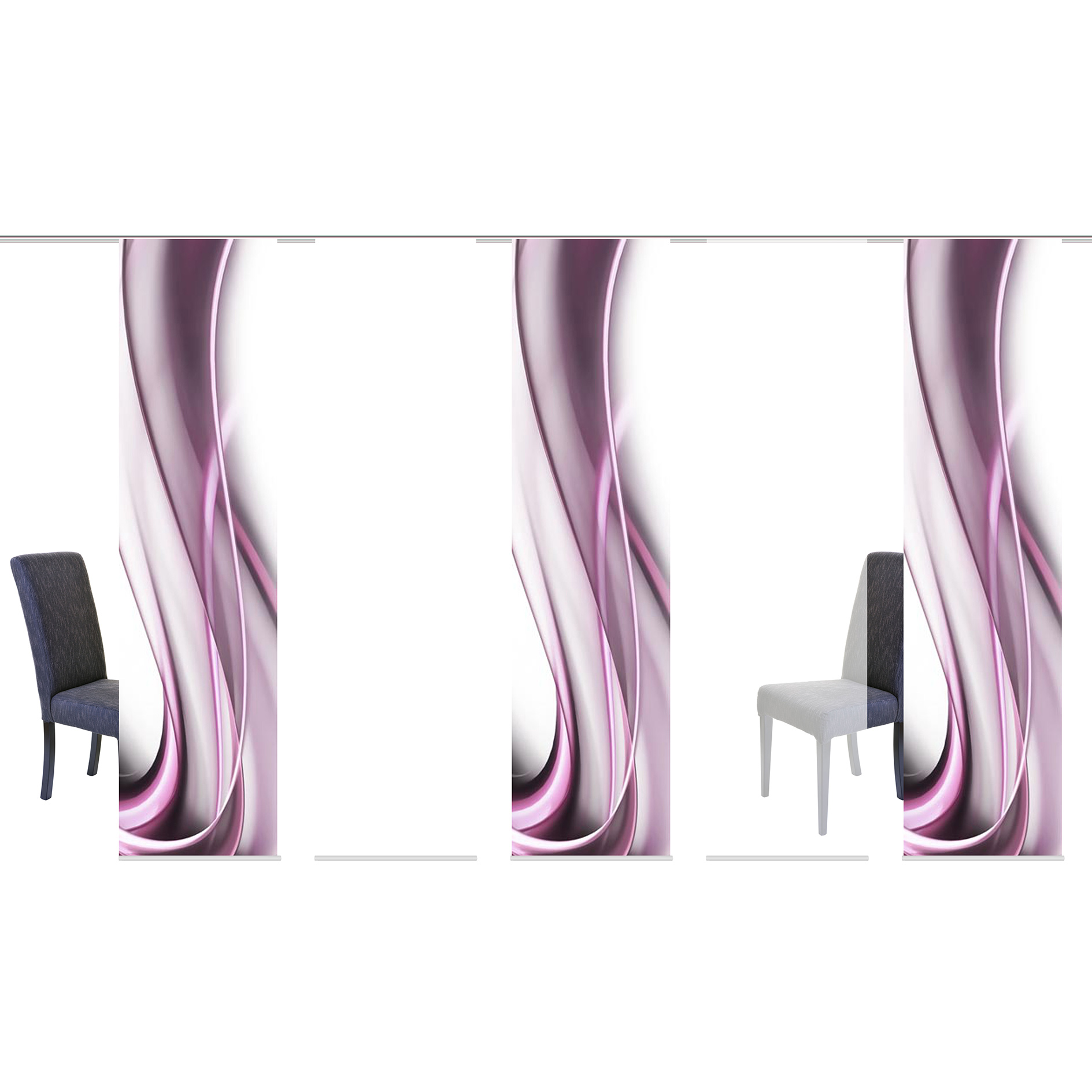 5-teiliges Schiebevorhang-Set ONDA - beere - je 60x245 cm