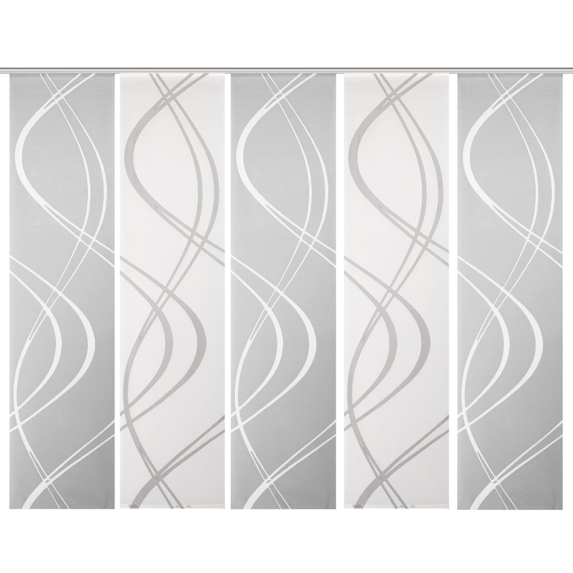 5-teiliges Schiebevorhang-Set TIBERIO - grau - je 60x245 cm