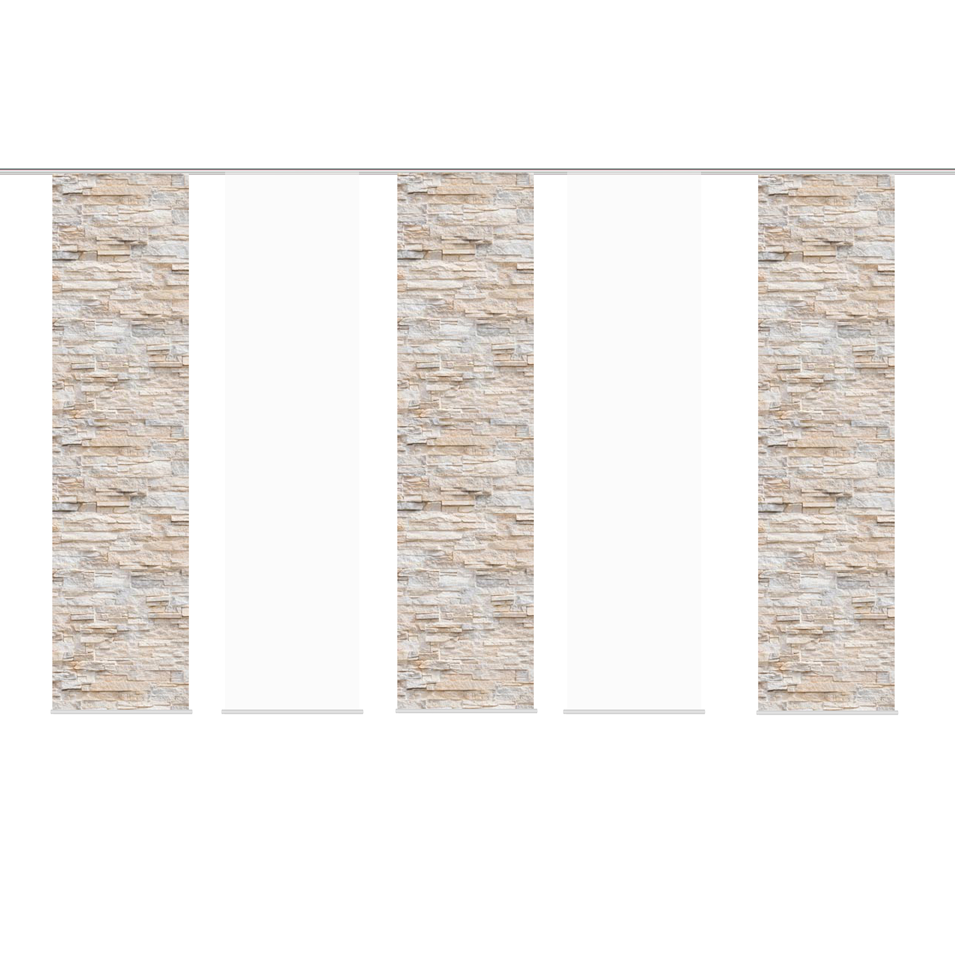 5-teiliges Schiebevorhang-Set WALLI - naturfarben - je 60x245 cm