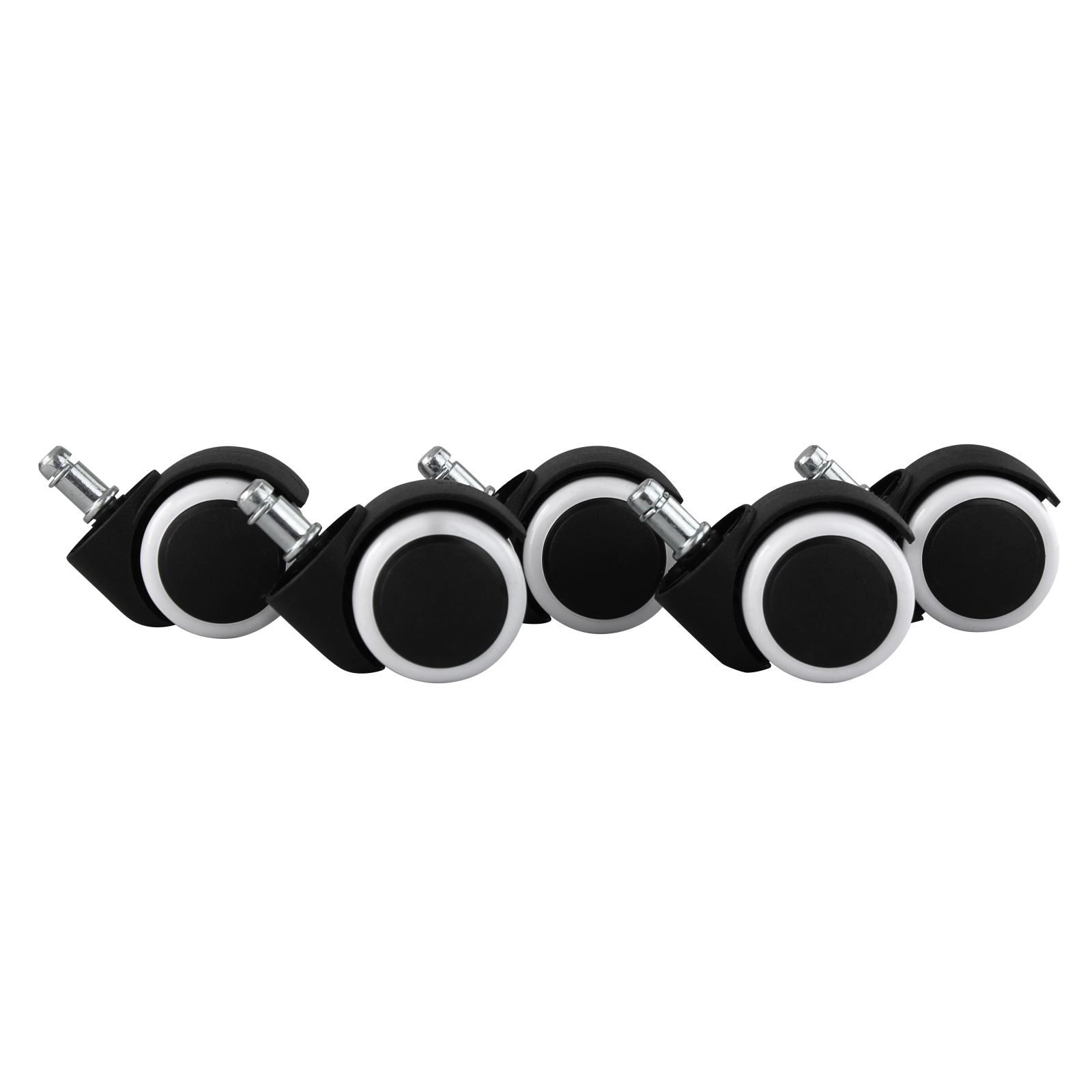 5er-Set Hartbodenrollen - schwarz-weiß - 50 mm