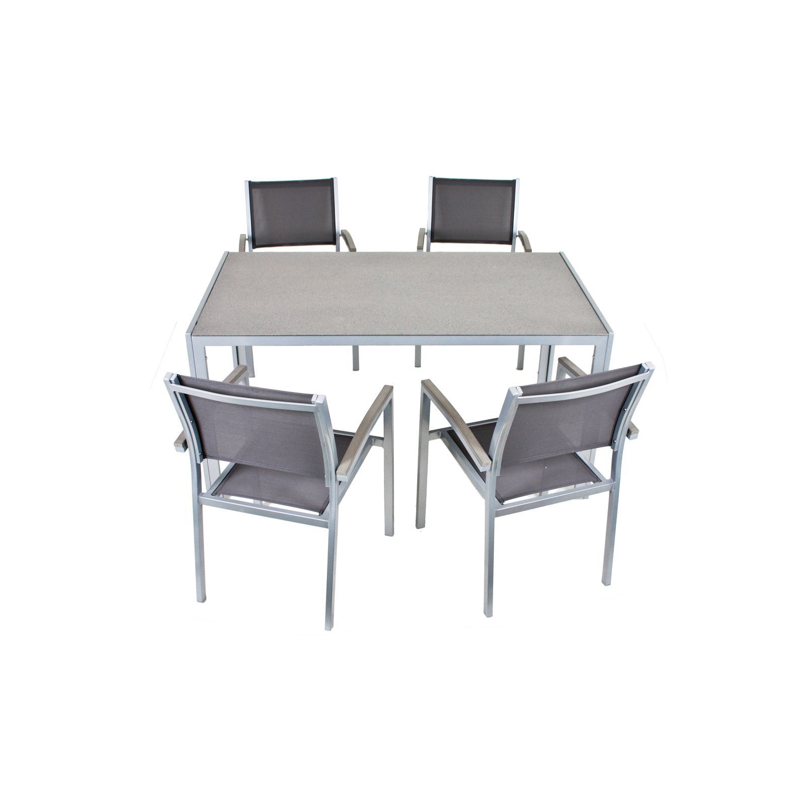 5er-Set Sitzgruppe GRACE - grau - Aluminium