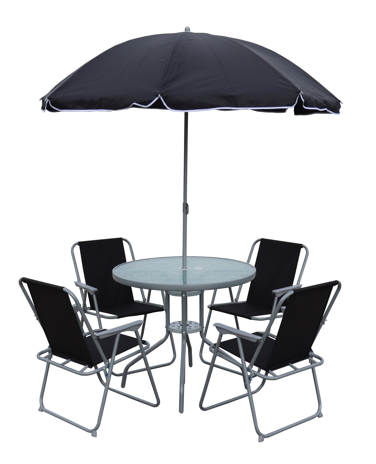 6-teiliges Gartenmöbel-Set MAXALO - anthrazit-schwarz - Stühle klappbar