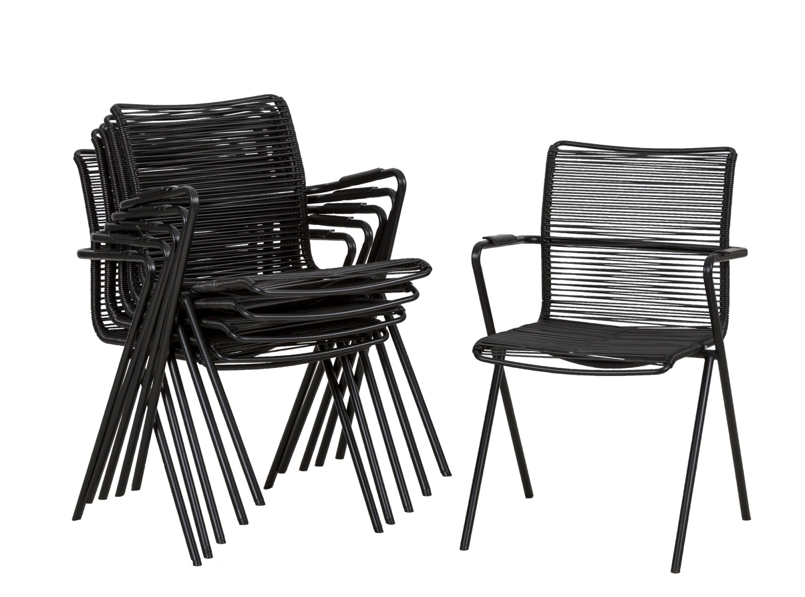 6-teiliges Gartenstuhl-Set - anthrazit - stapelbar - 55x83 cm