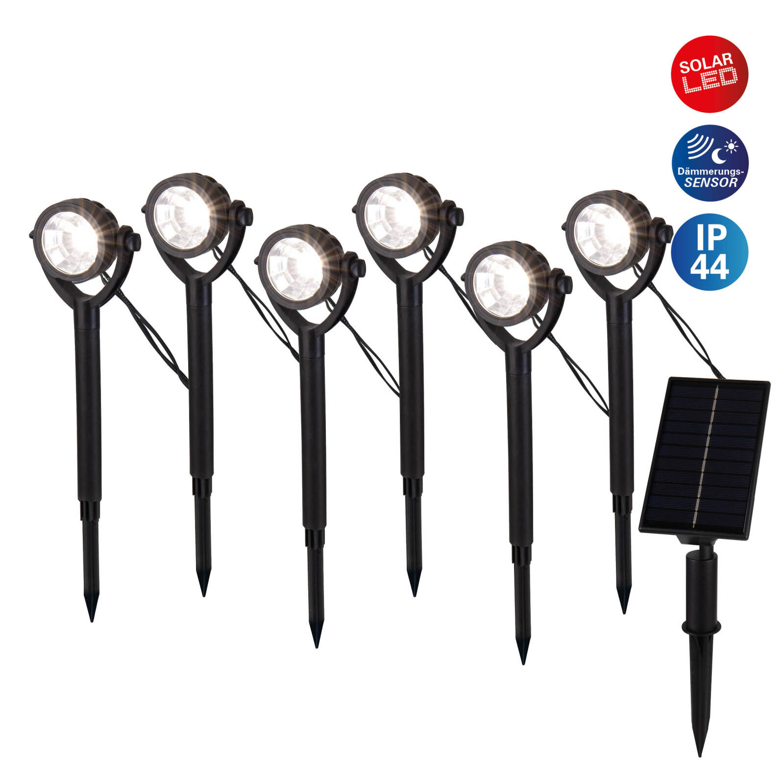 6-teiliges LED-Solar-Erdspieß-Set NOMI - schwarz