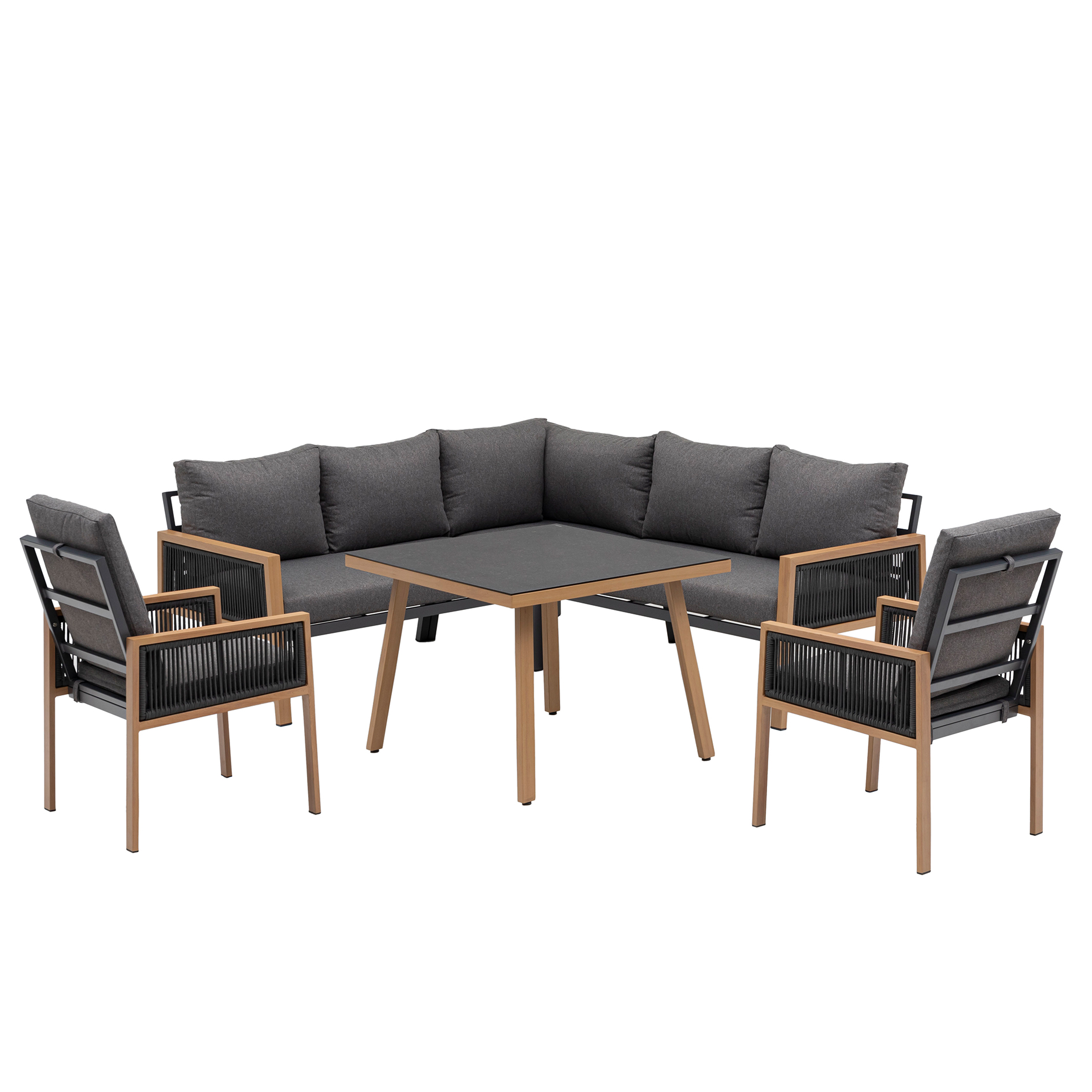 6-teiliges Lounge-Set - anthrazit - inklusive Kissen