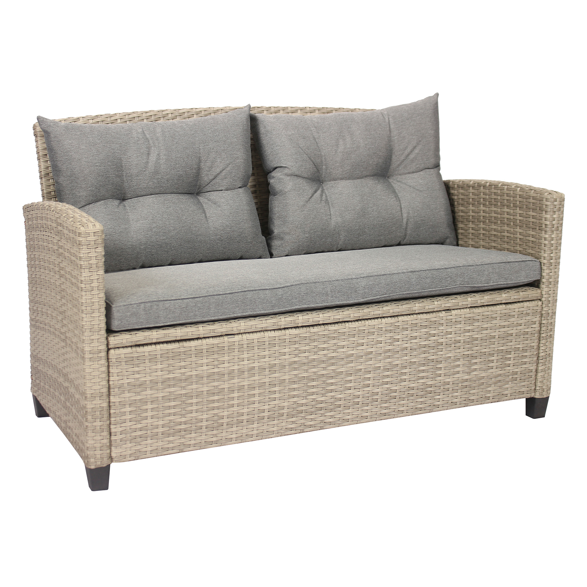 6-teiliges Lounge-Set - beige-grau - Rattan