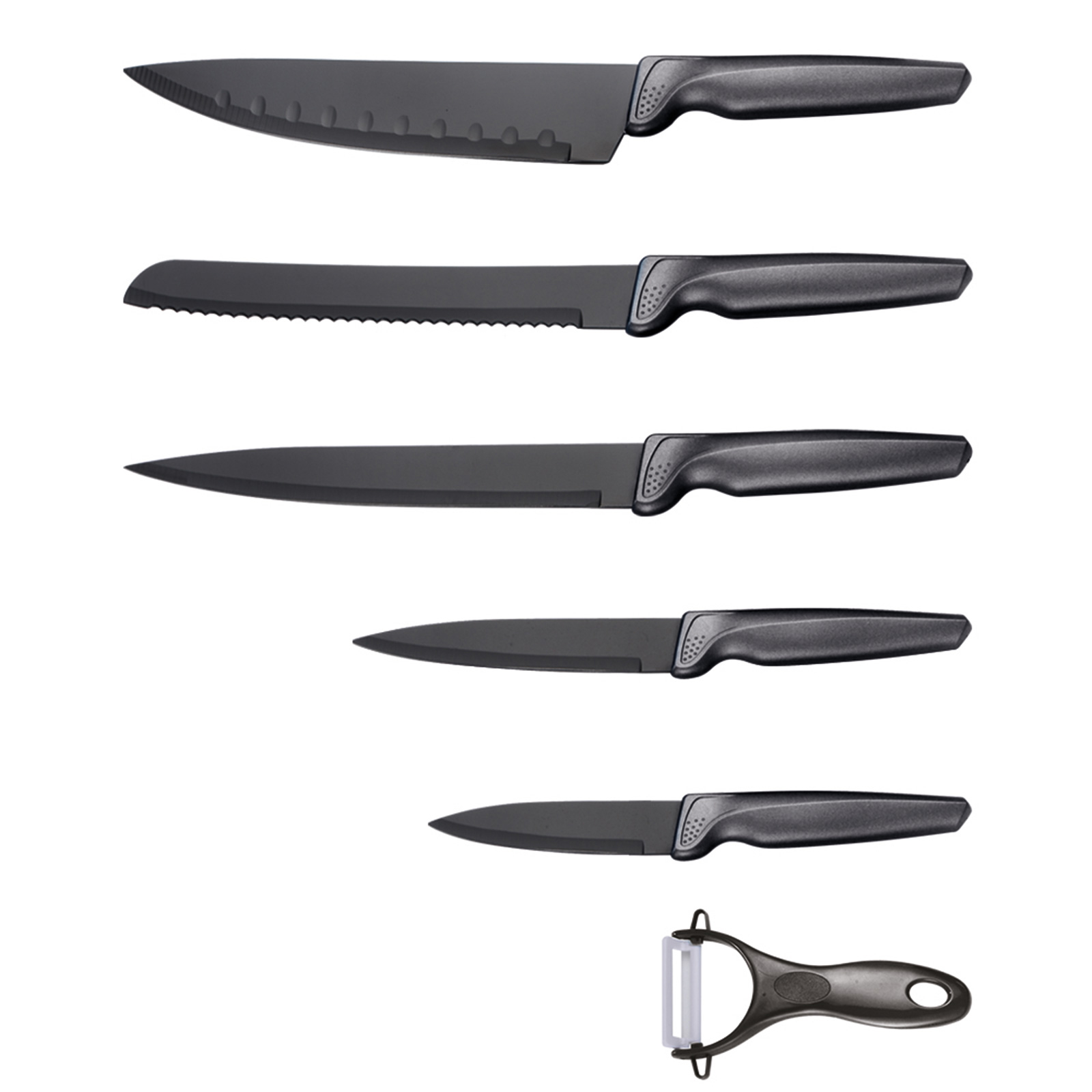 6-teiliges Messer-Set - grau - Edelstahl