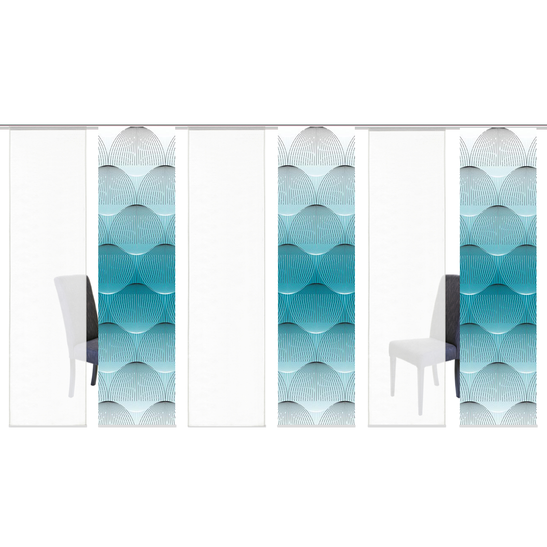 6-teiliges Schiebevorhang-Set BENARI - petrol - je 60x245 cm