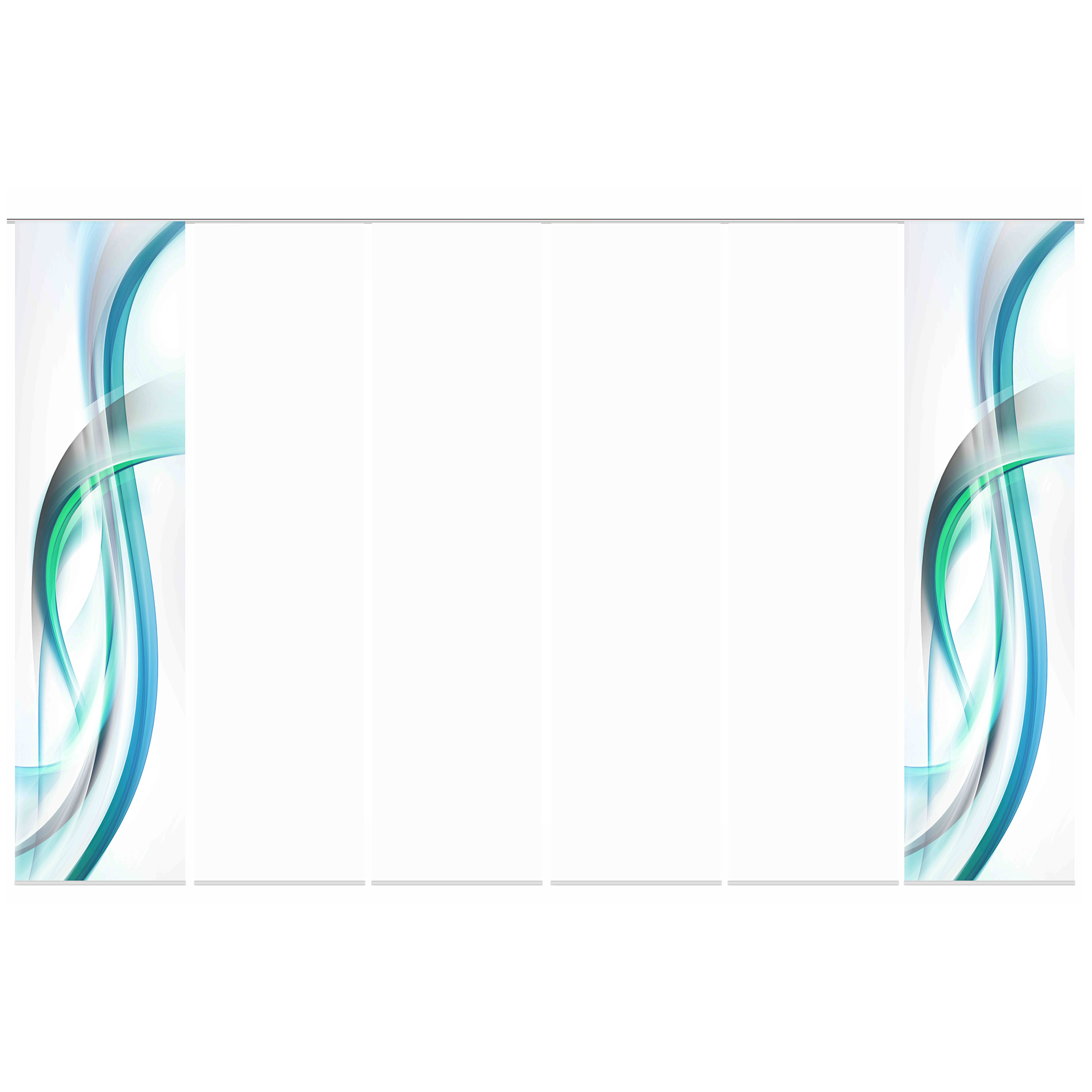 6-teiliges Schiebevorhang-Set FALA - blaugrün - je 60x245 cm