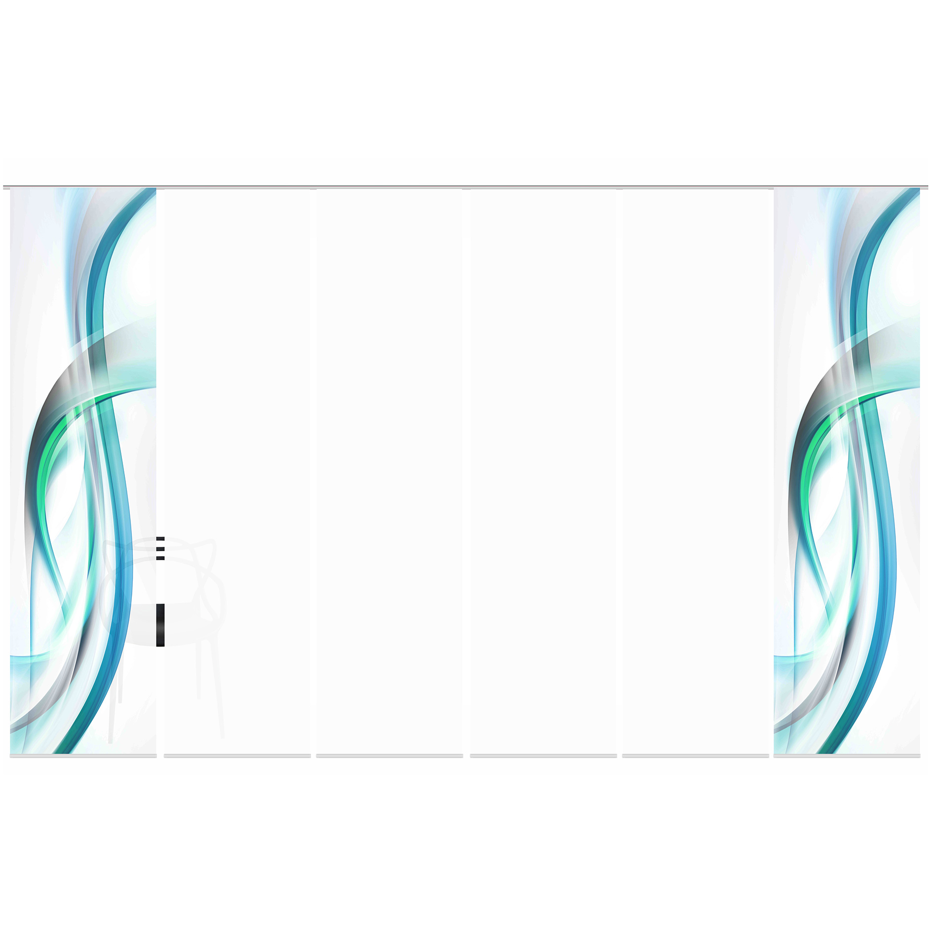 6-teiliges Schiebevorhang-Set FALA - blaugrün - je 60x245 cm