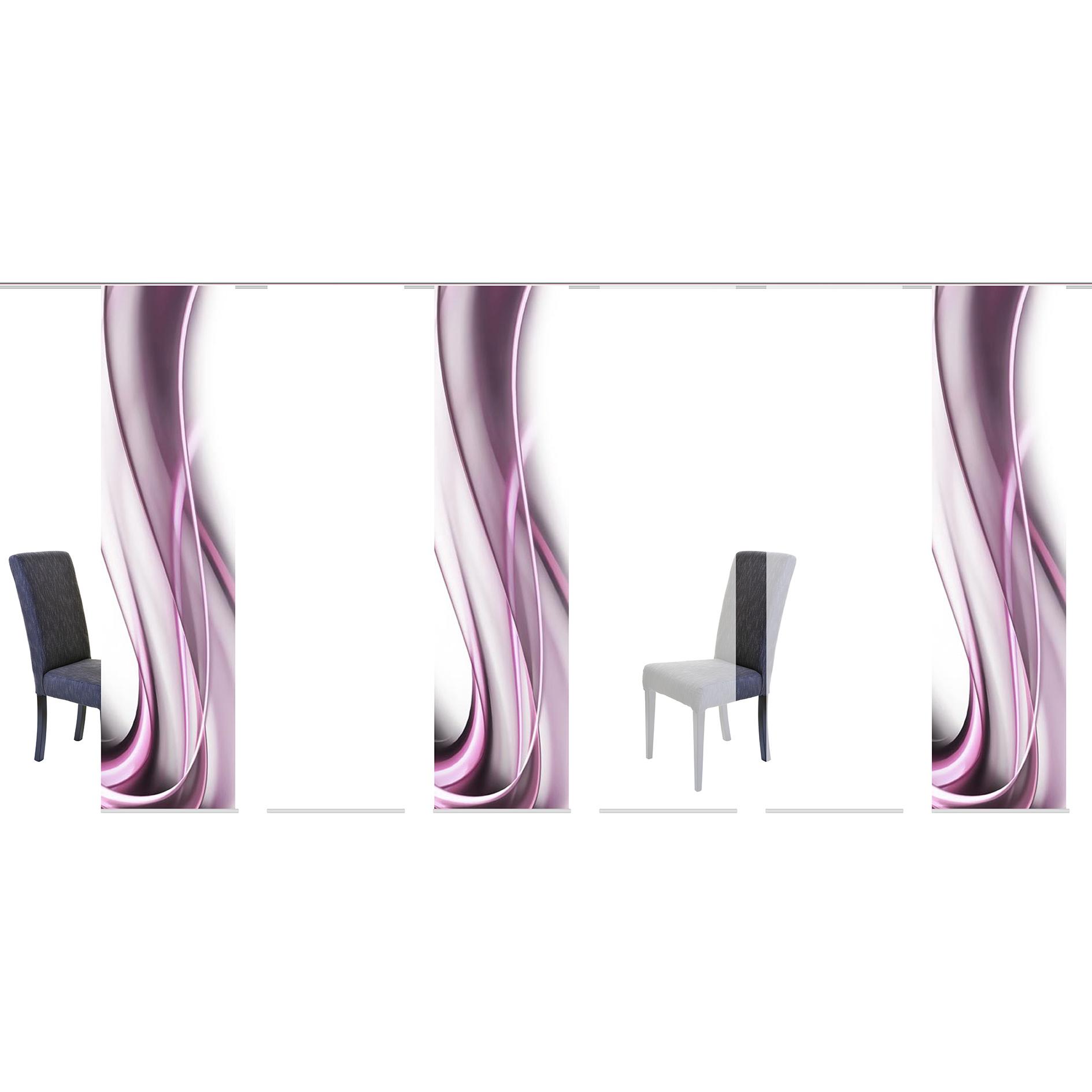 6-teiliges Schiebevorhang-Set ONDA - beere - je 60x245 cm