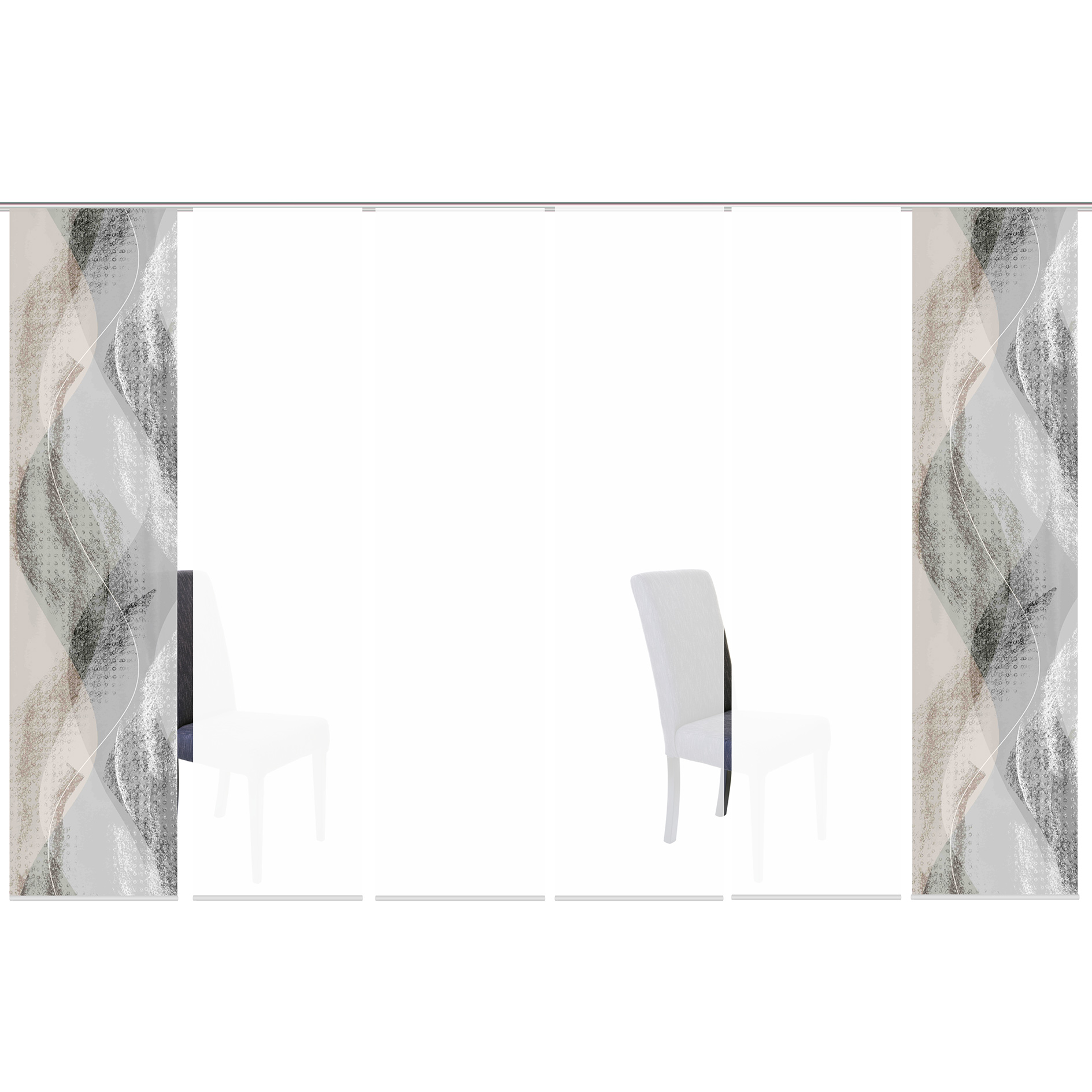 6-teiliges Schiebevorhang-Set TORRE - stein-weiß - je 60x245 cm