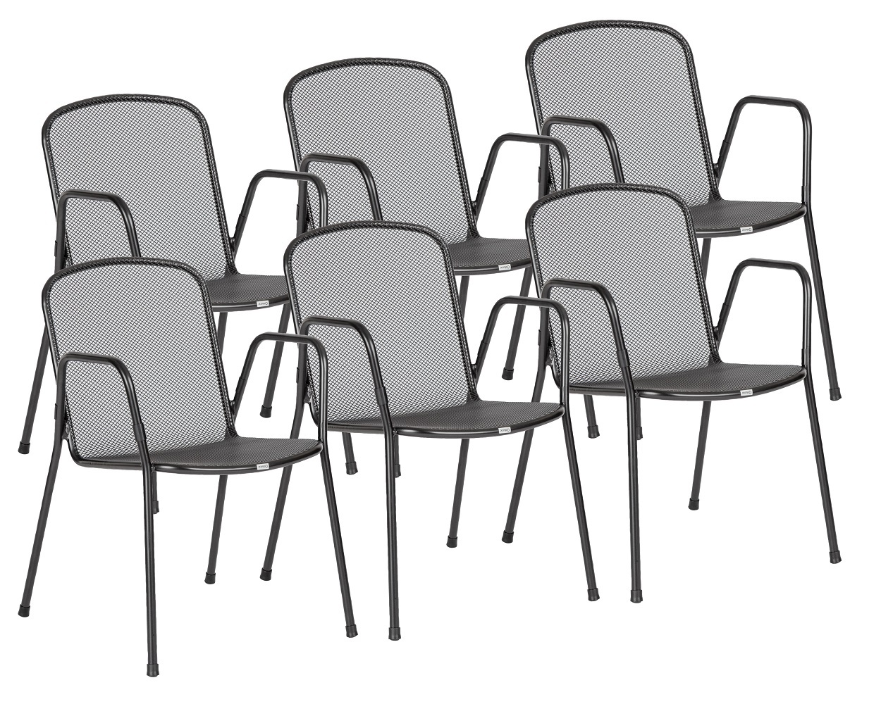 6-teiliges Stapelstuhl-Set - anthrazit - stapelbar