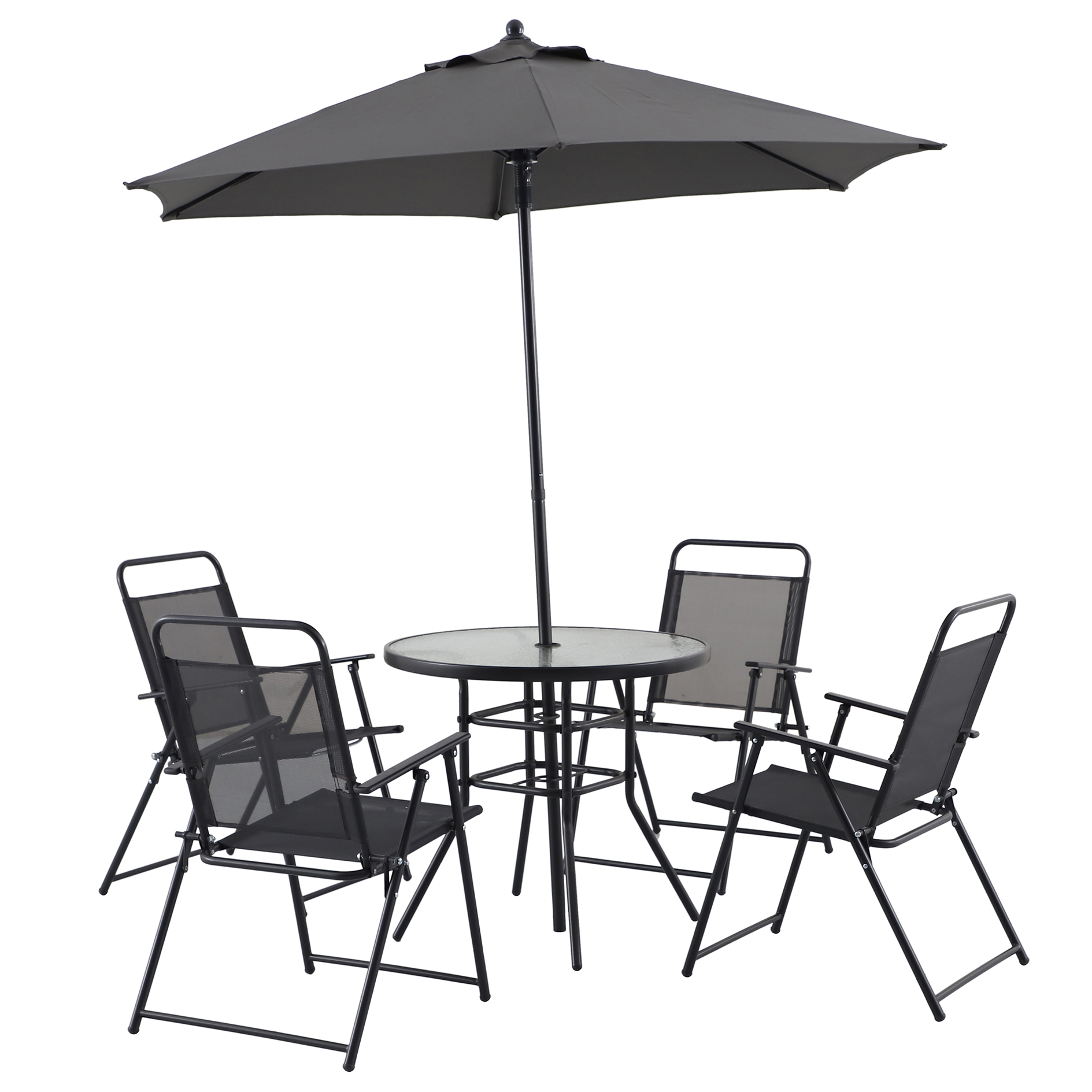 Chickwin Terrassen Tischdecke Mit Sonnenschirm-Loch – Wasserdicht, Schwarzer Marmor-Look, Rund