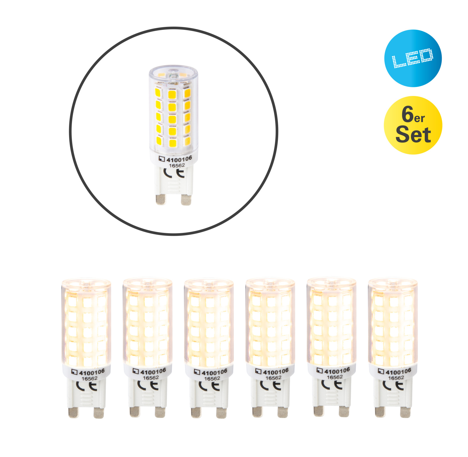 6er-Set LED-Leuchtmittel - 3,5 Watt - G9 - warmweiß