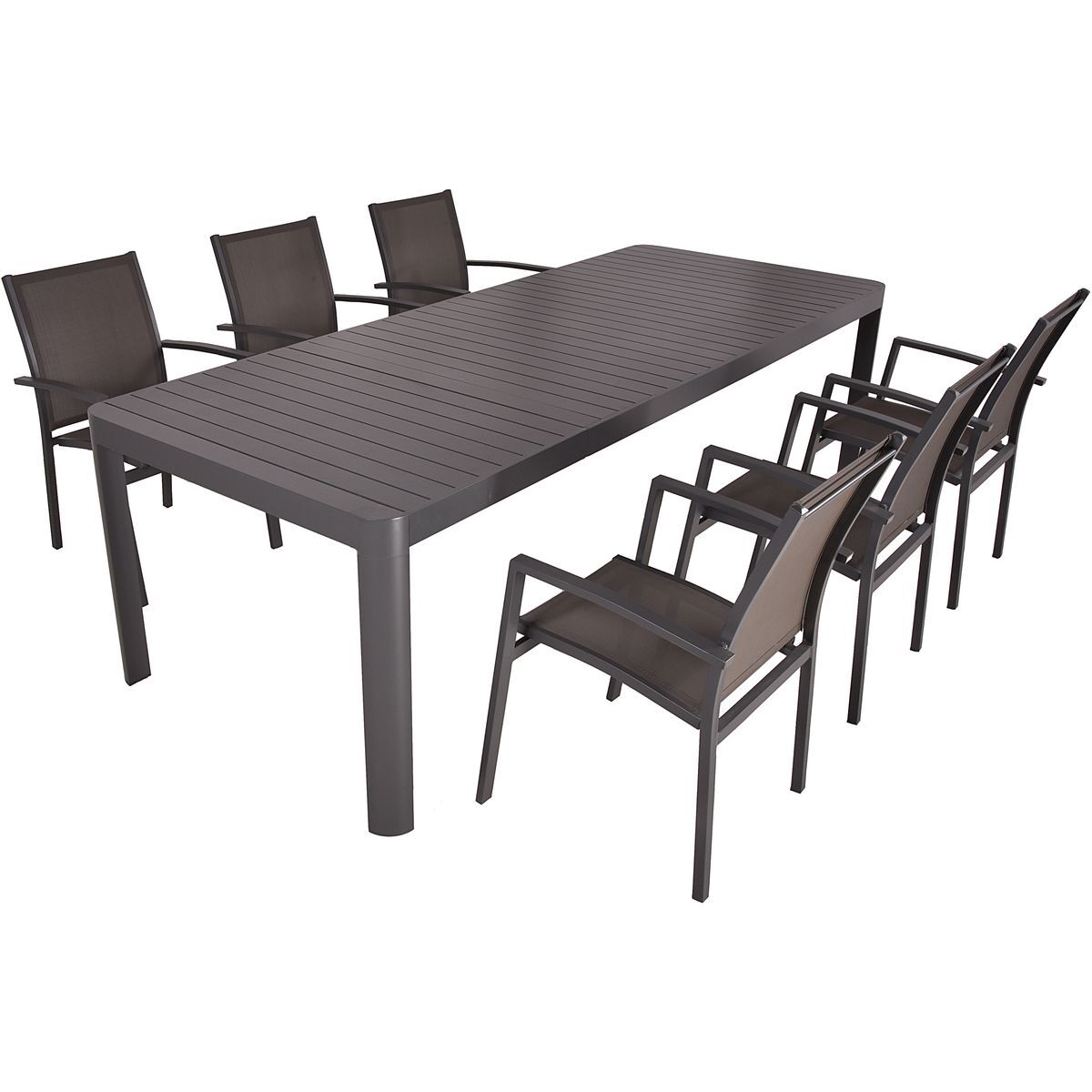7-teilige Tischgruppe AMIRA/ELENA - dunkelgrau-anthrazit - Aluminium