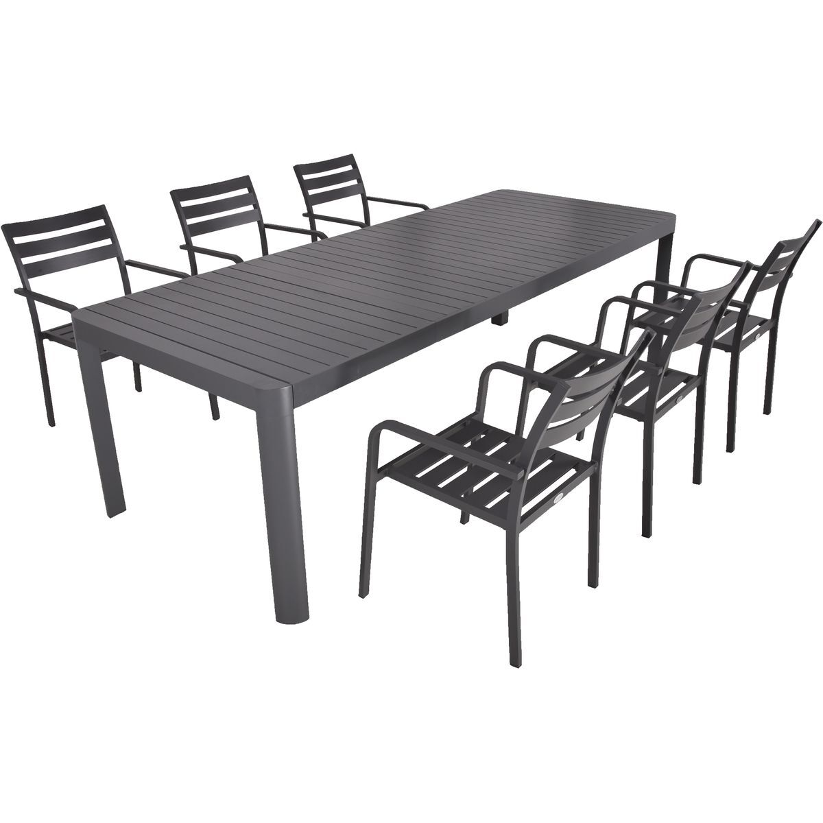 7-teilige Tischgruppe AMIRA/TREVISO - anthrazit - Aluminium
