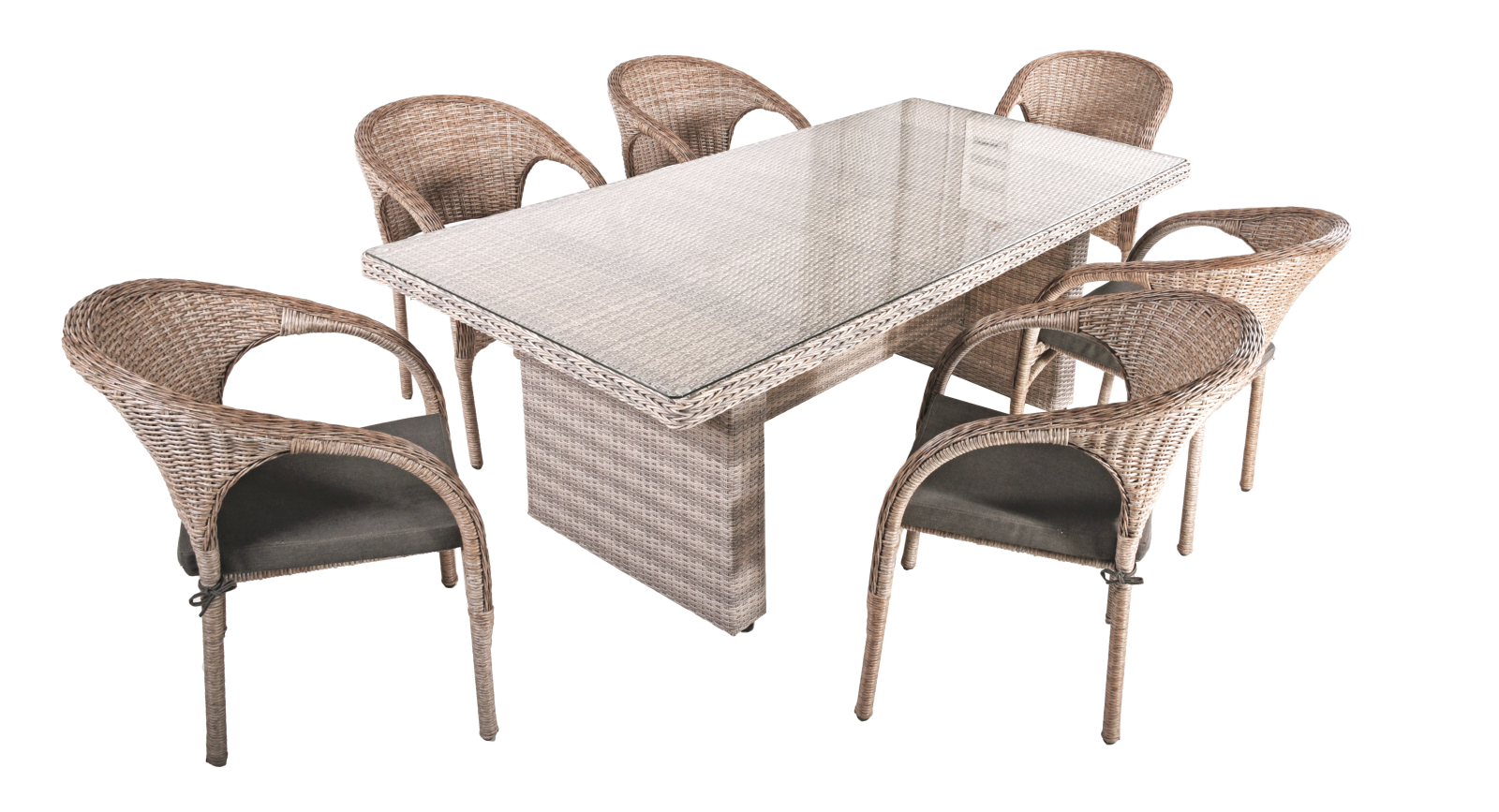 7-teilige Tischgruppe DIJON - ingwerbraun - 200x100 cm