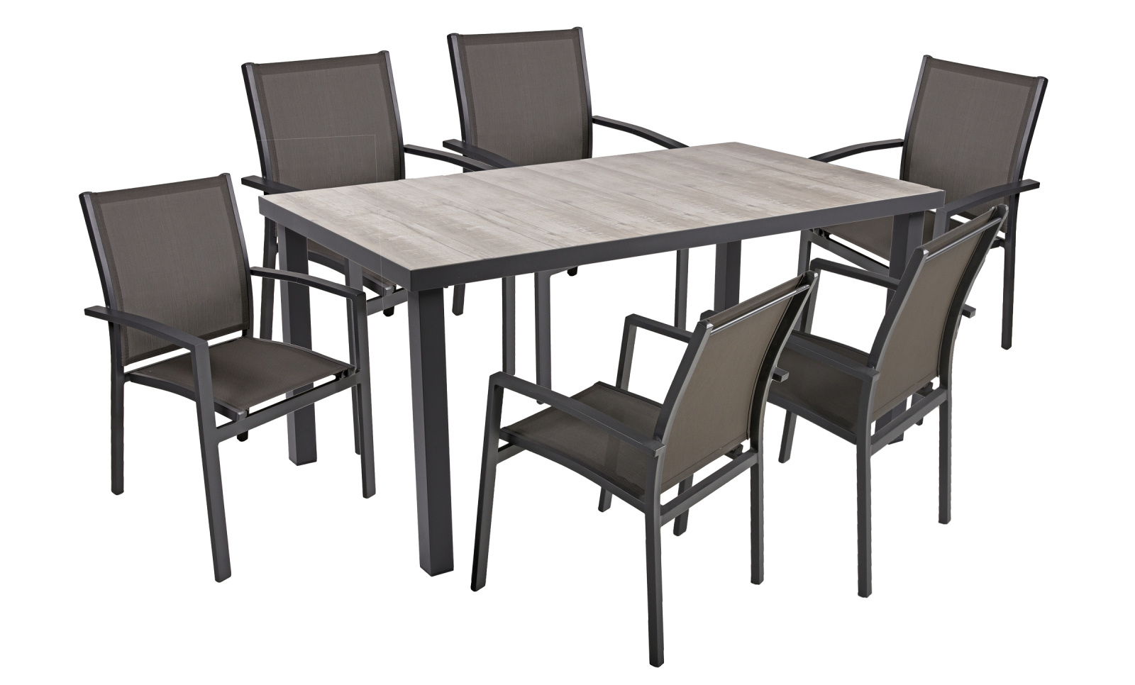 7-teilige Tischgruppe RANA 06 - grau - Aluminium - Keramik