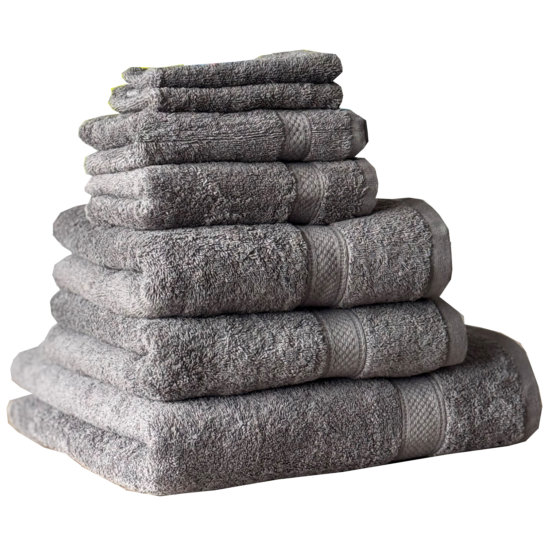 7-teiliges Frottier-Handtuch-Set - anthrazit - Baumwolle