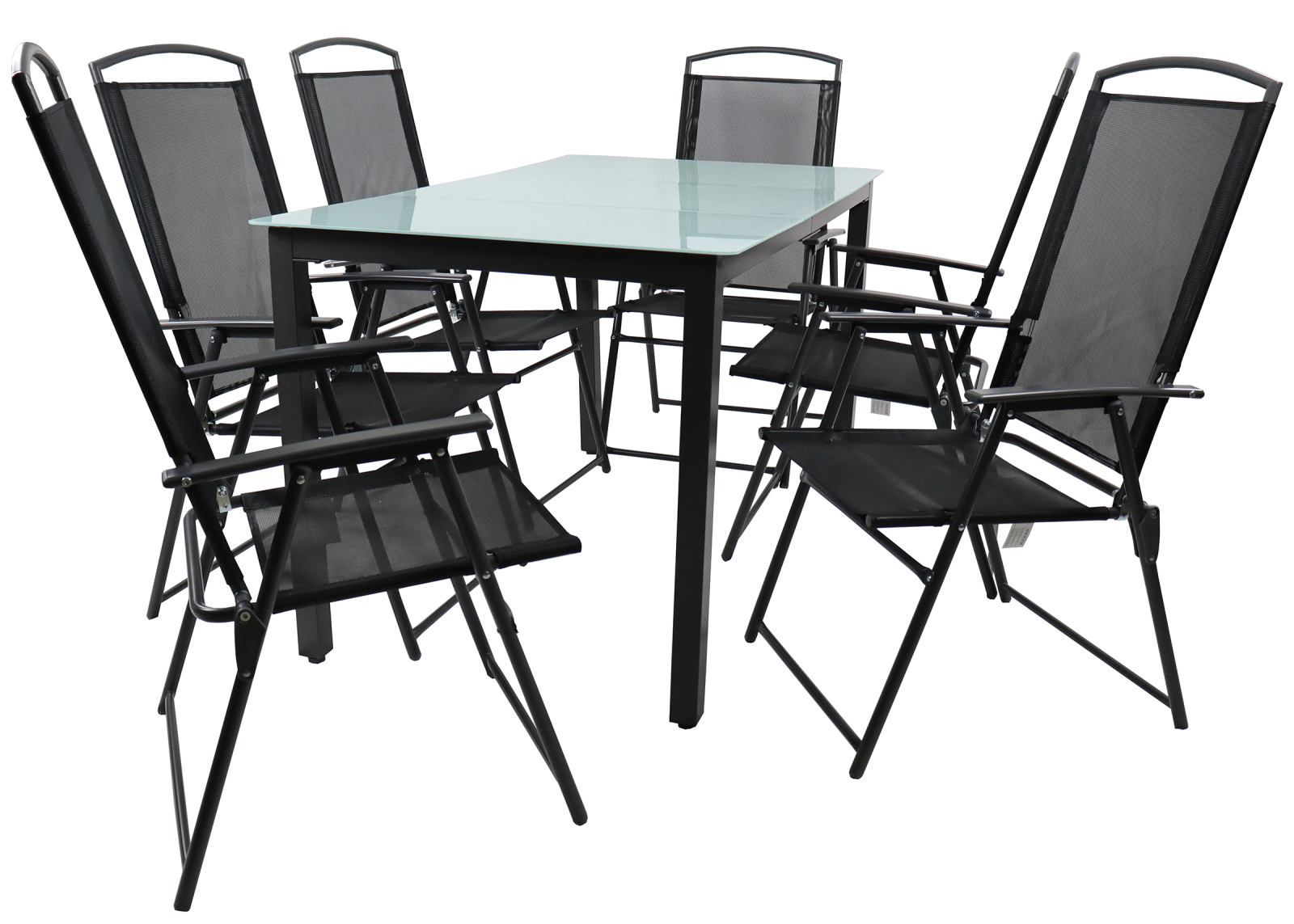 7-teiliges Gartenmöbel-Set - anthrazit-Mattglas - Tisch 140x80 cm