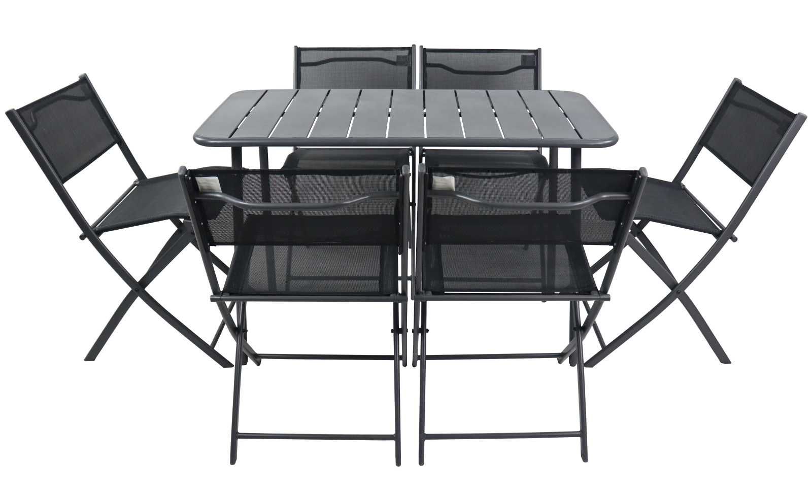 7-teiliges Gartenmöbel-Set - schwarz-anthrazit - 110 cm