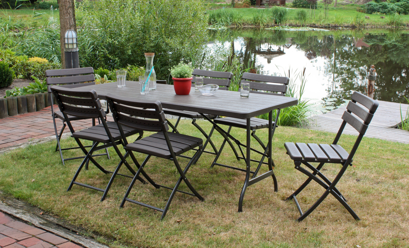 7-teiliges Gartenmöbel-Set TABORA 02 - Holz-Optik