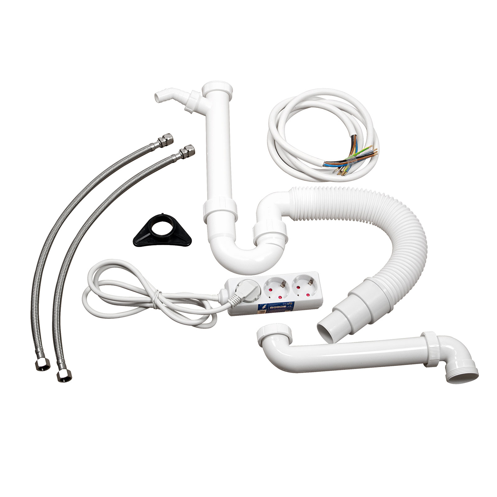 7-teiliges Küchen-Anschluss-Set - mit Syphon weiß